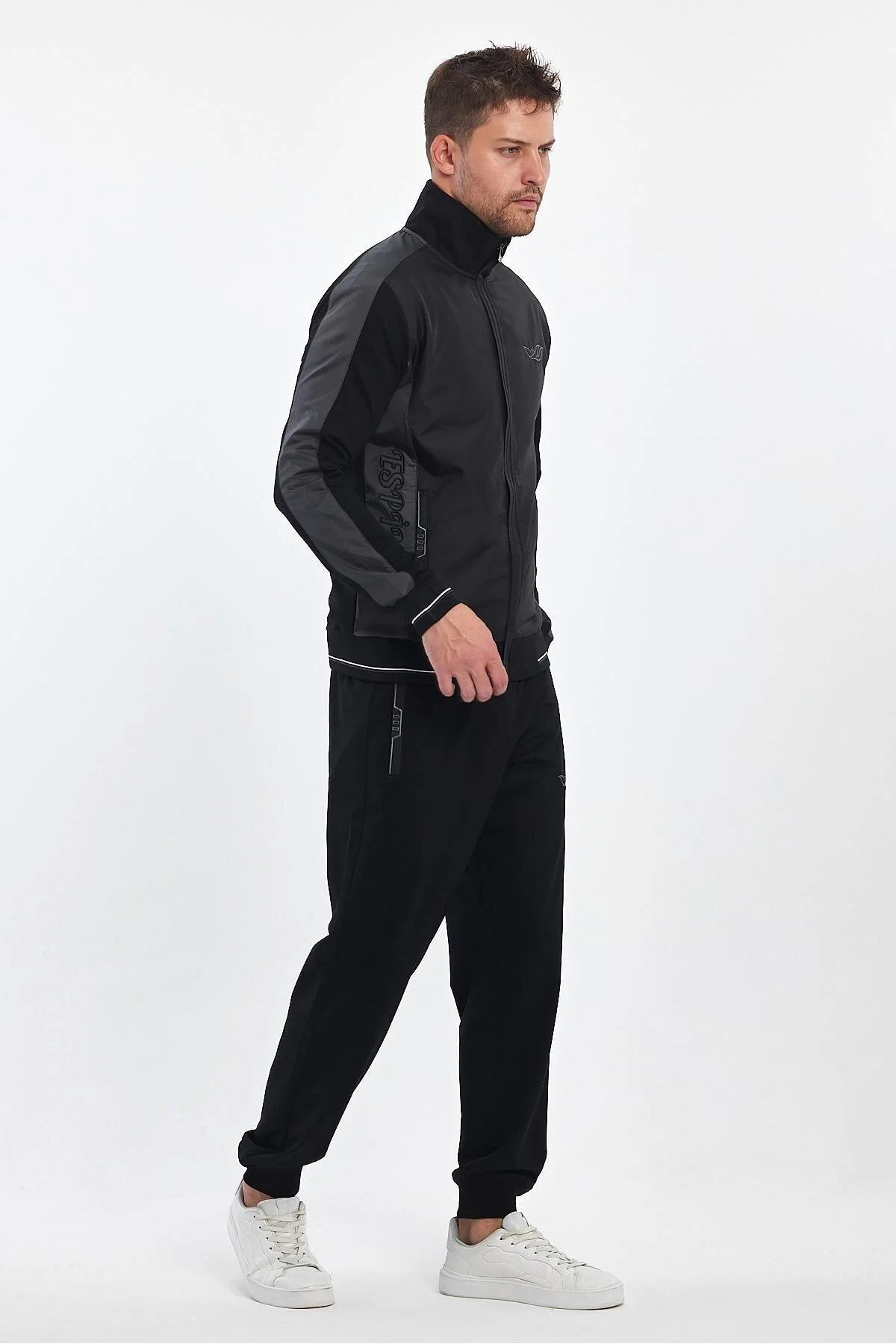 Erkek Yandan Robalı Fermuarlı Spor Eşofman Takımı