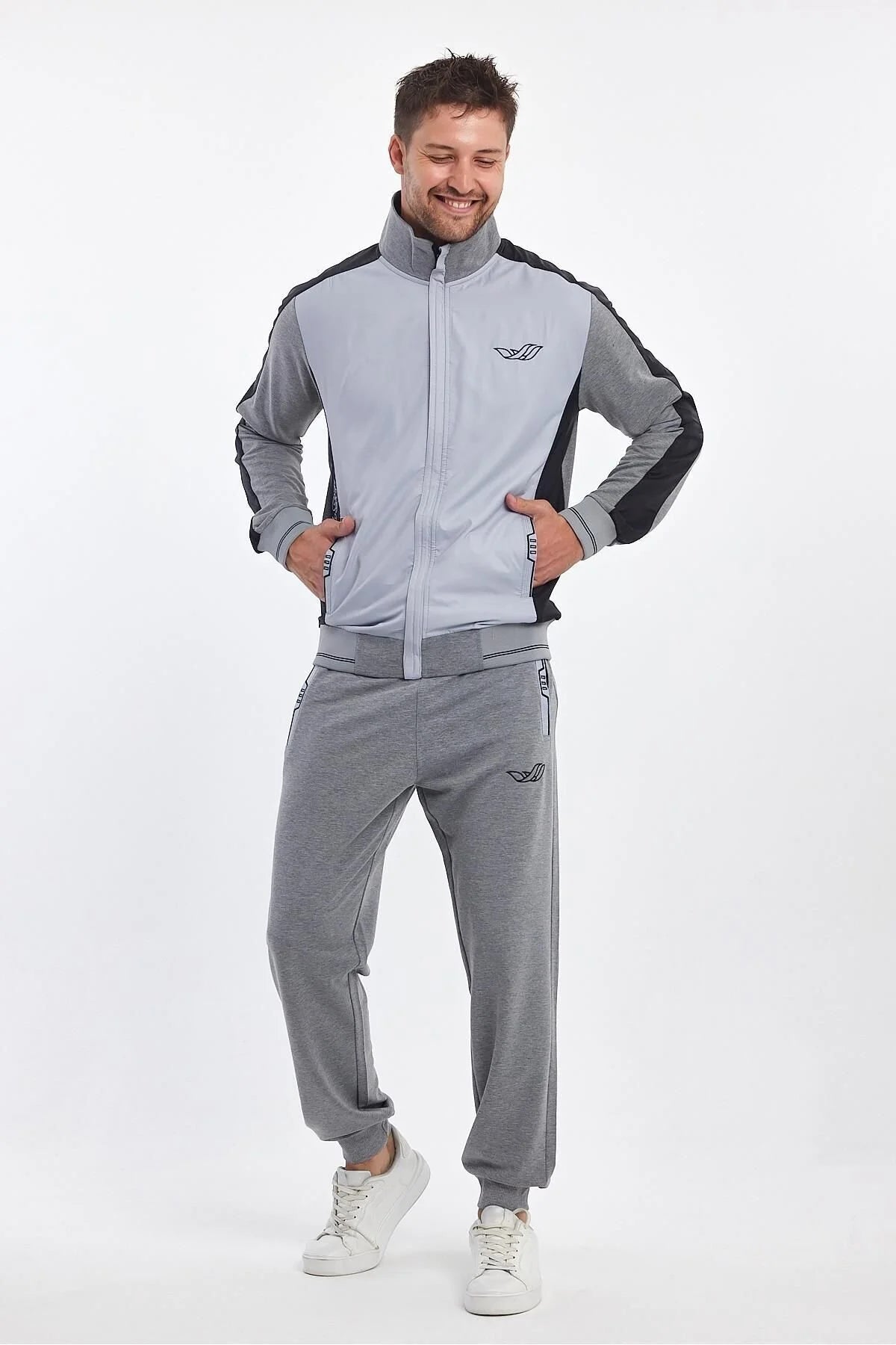 Erkek Yandan Robalı Fermuarlı Spor Eşofman Takımı