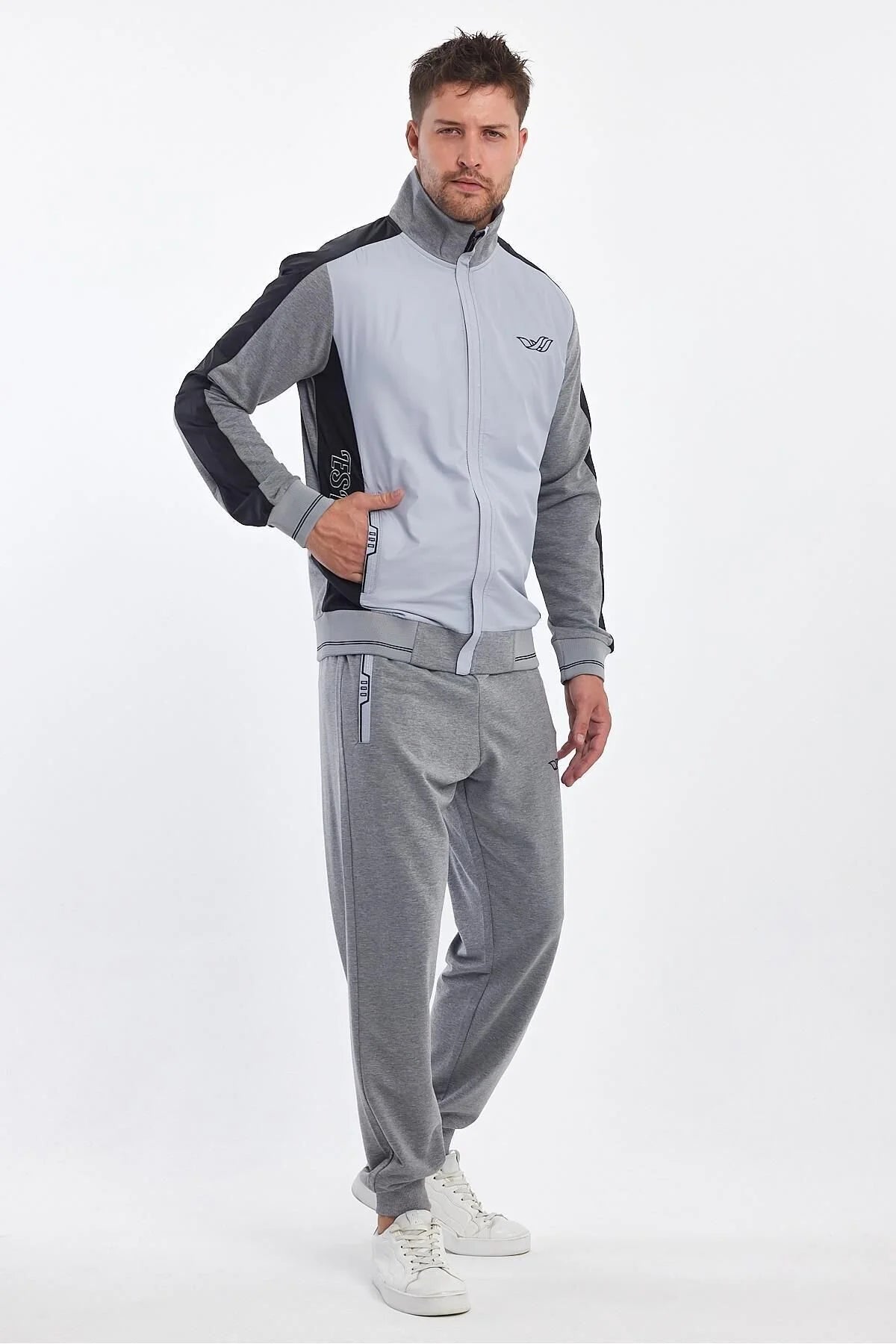 Erkek Yandan Robalı Fermuarlı Spor Eşofman Takımı