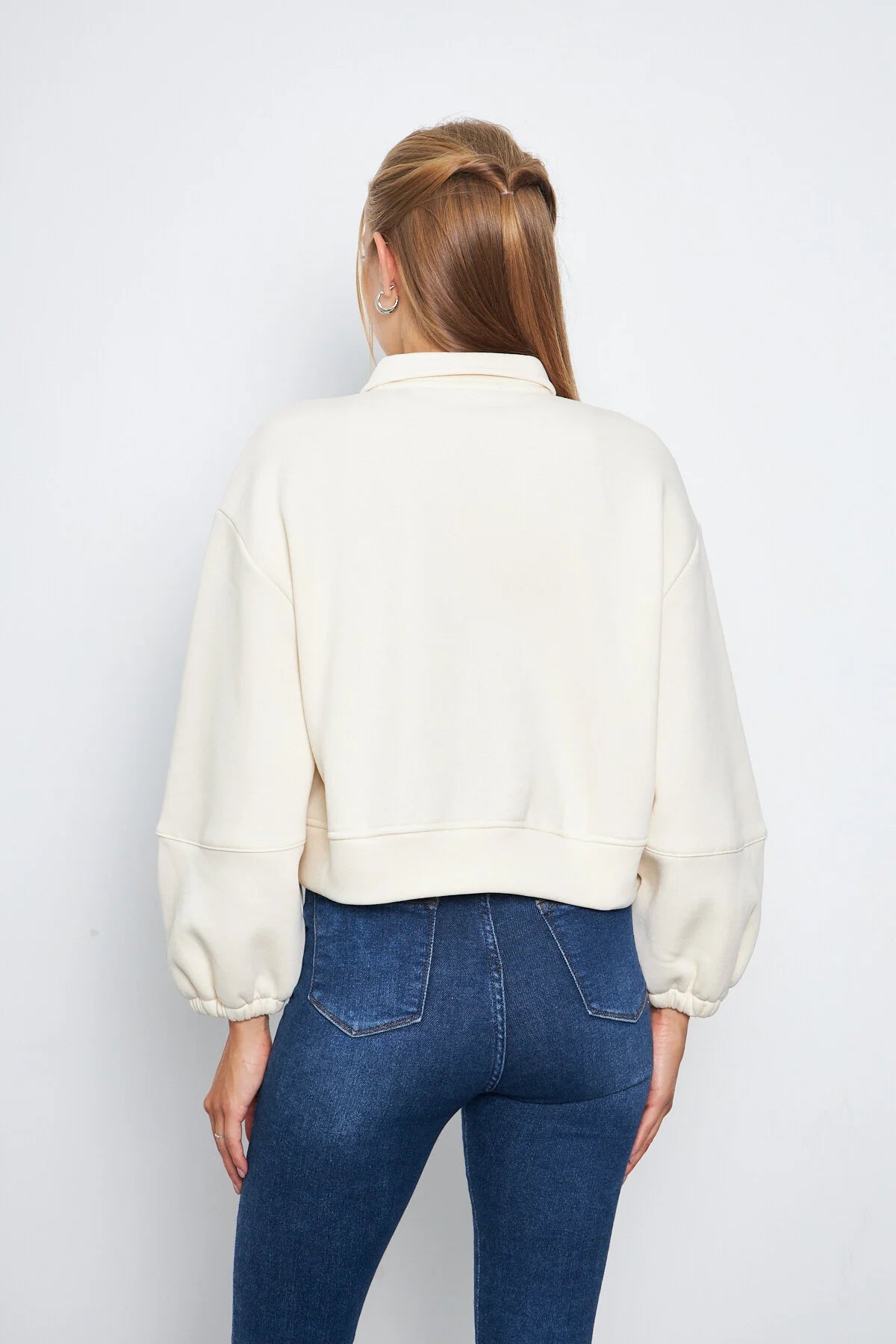 Balon Kol Cepli Fermuarlı Gömlek Yaka Ceket 00185