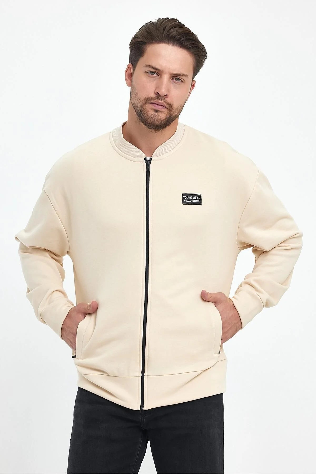 Erkek Rahat Kalıp Uzun Kollu Kolej Ceket