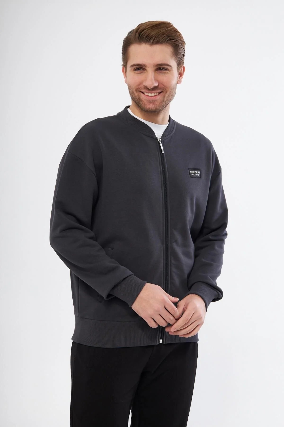 Erkek Rahat Kalıp Uzun Kollu Kolej Ceket