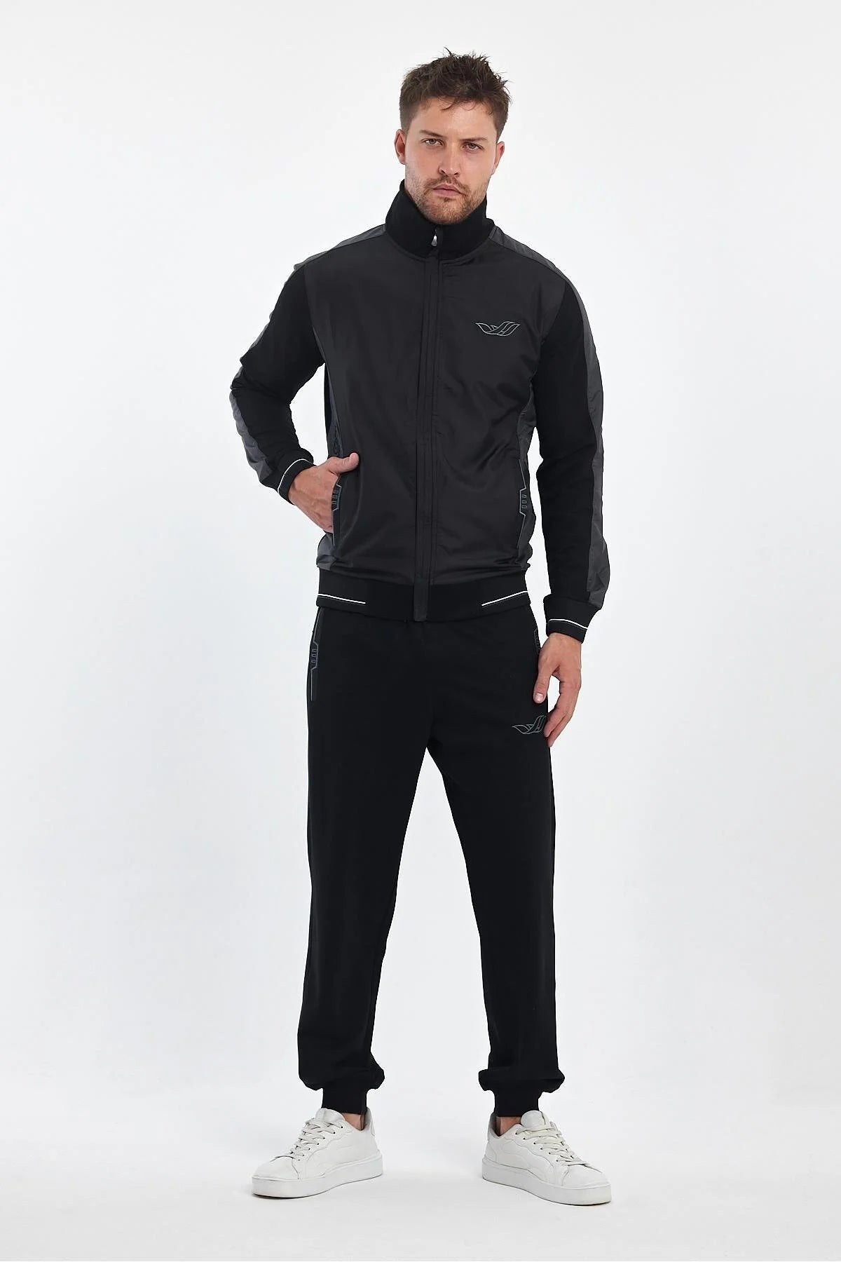 Erkek Yandan Robalı Fermuarlı Spor Eşofman Takımı