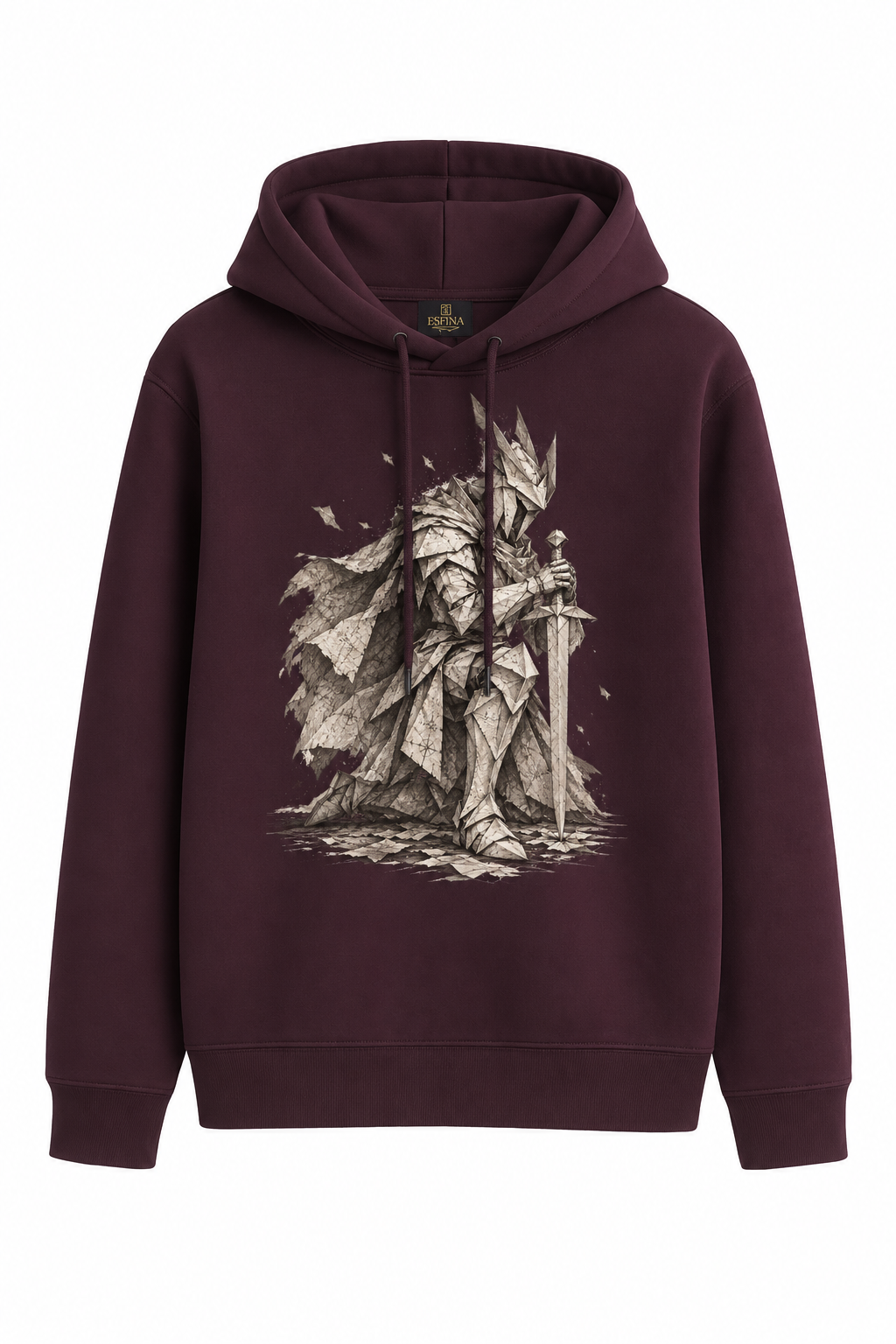 Origami Şövalye Baskılı Kapüşonlu Sweatshirt
