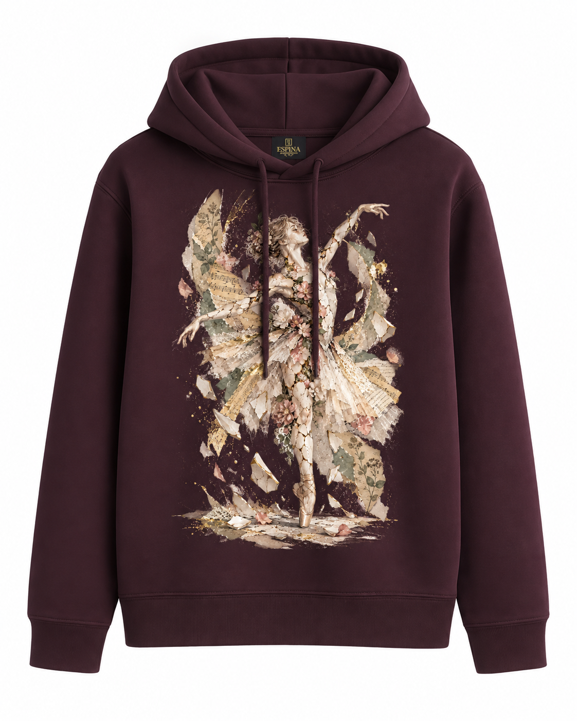 Balerin Kolaj Baskılı Kapüşonlu Sweatshirt