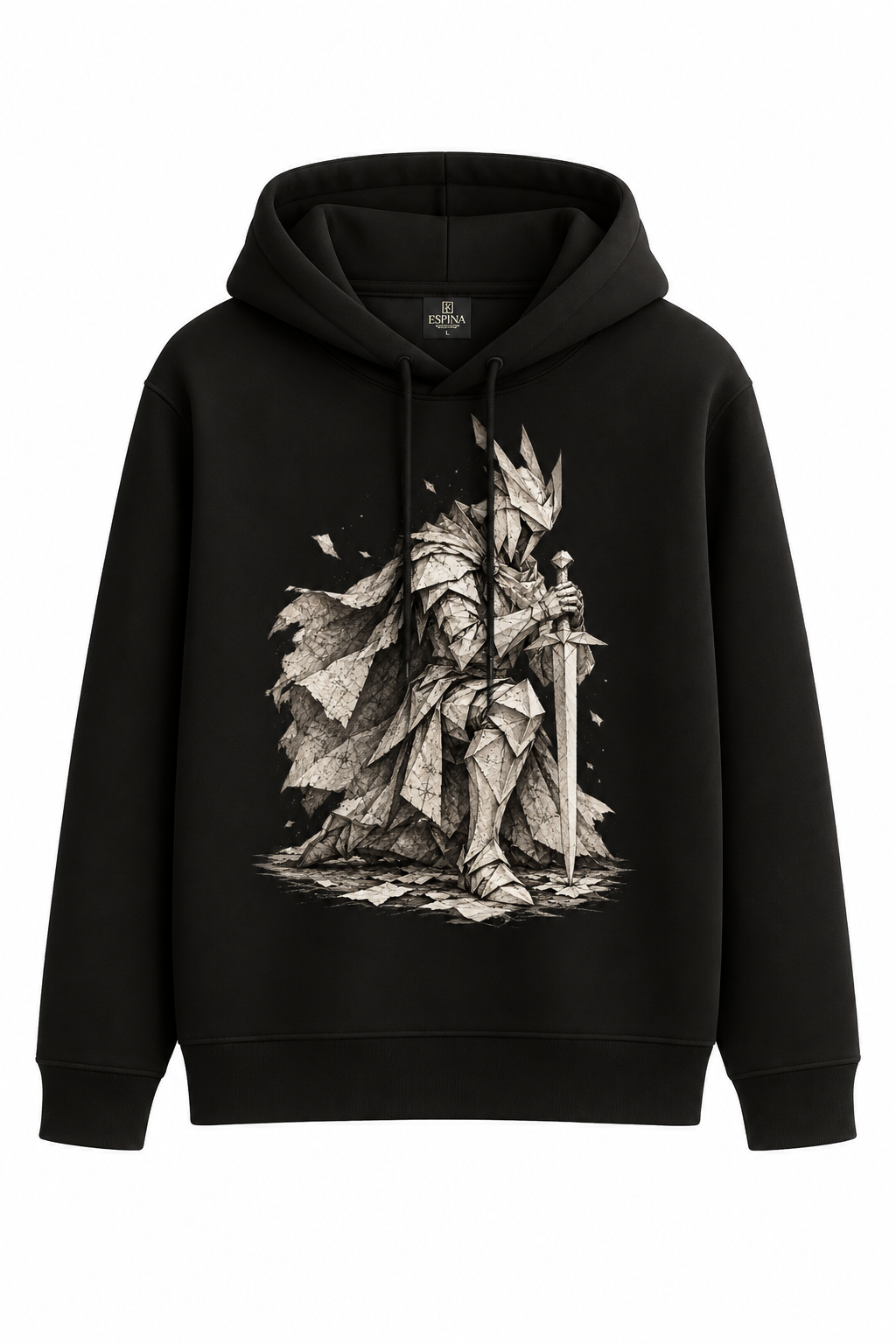 Origami Şövalye Baskılı Kapüşonlu Sweatshirt