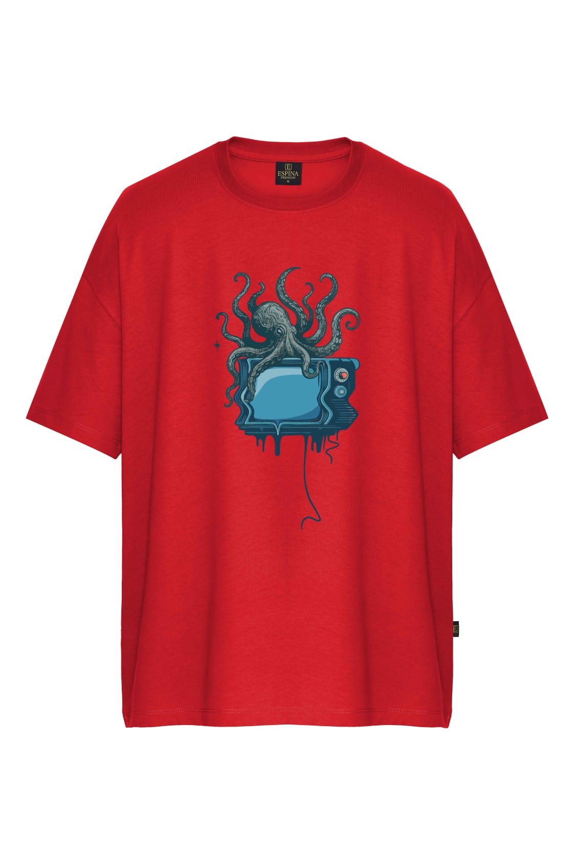 Oversize Ahtapot Baskılı Unisex Tişört