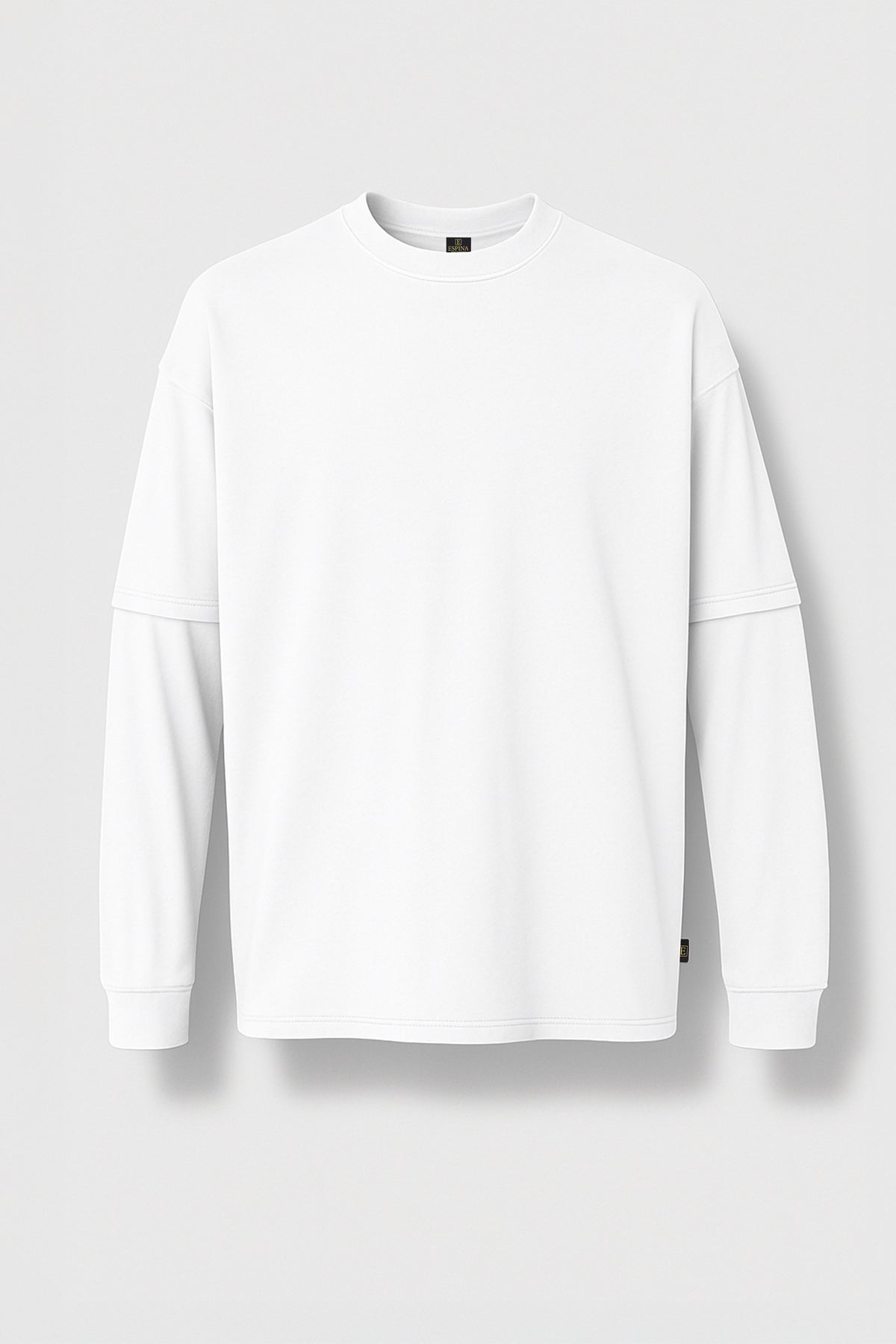 Çift Kollu Basic Oversize Tişört Beyaz