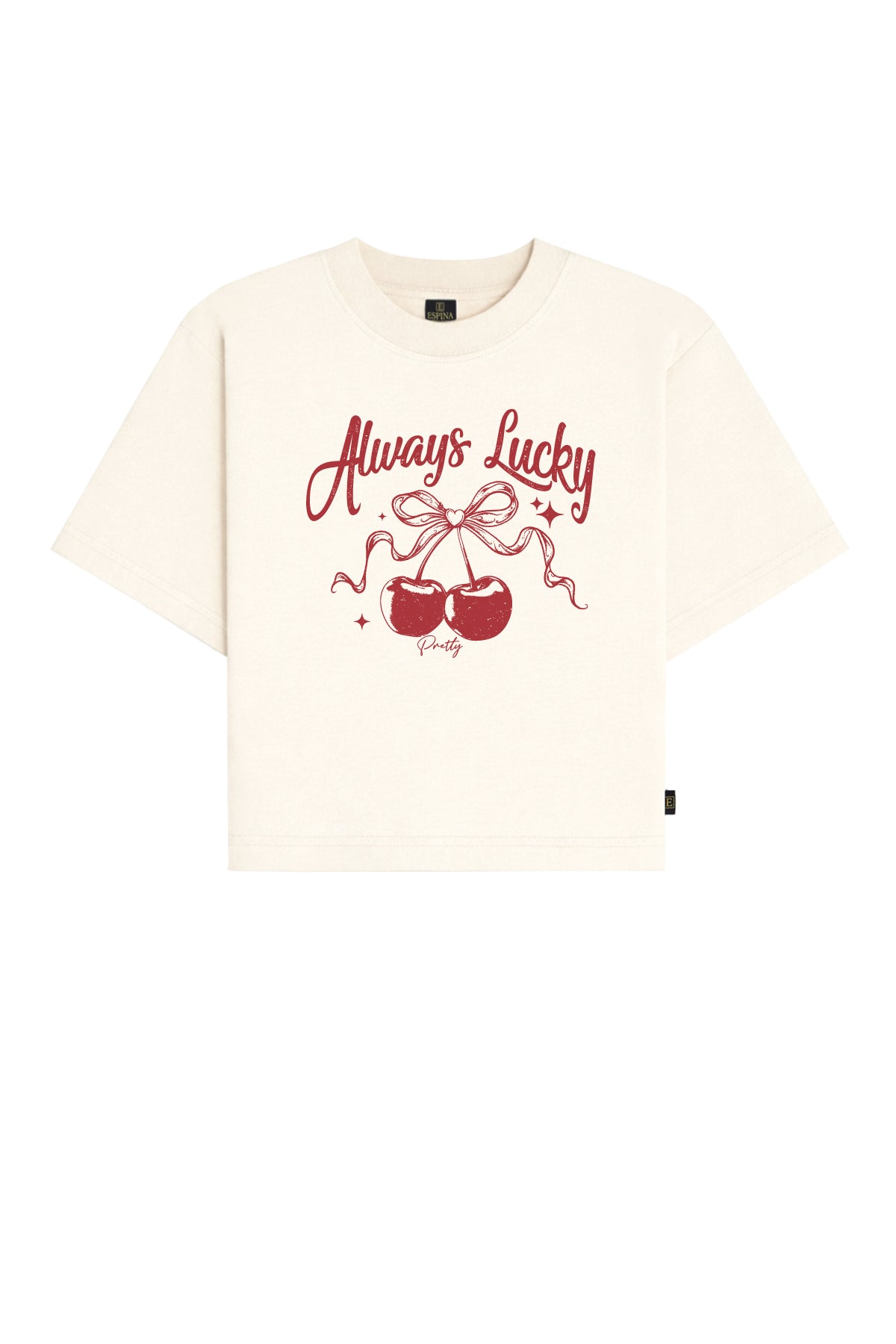 Always Lucky Kiraz Baskılı Crop Tişört