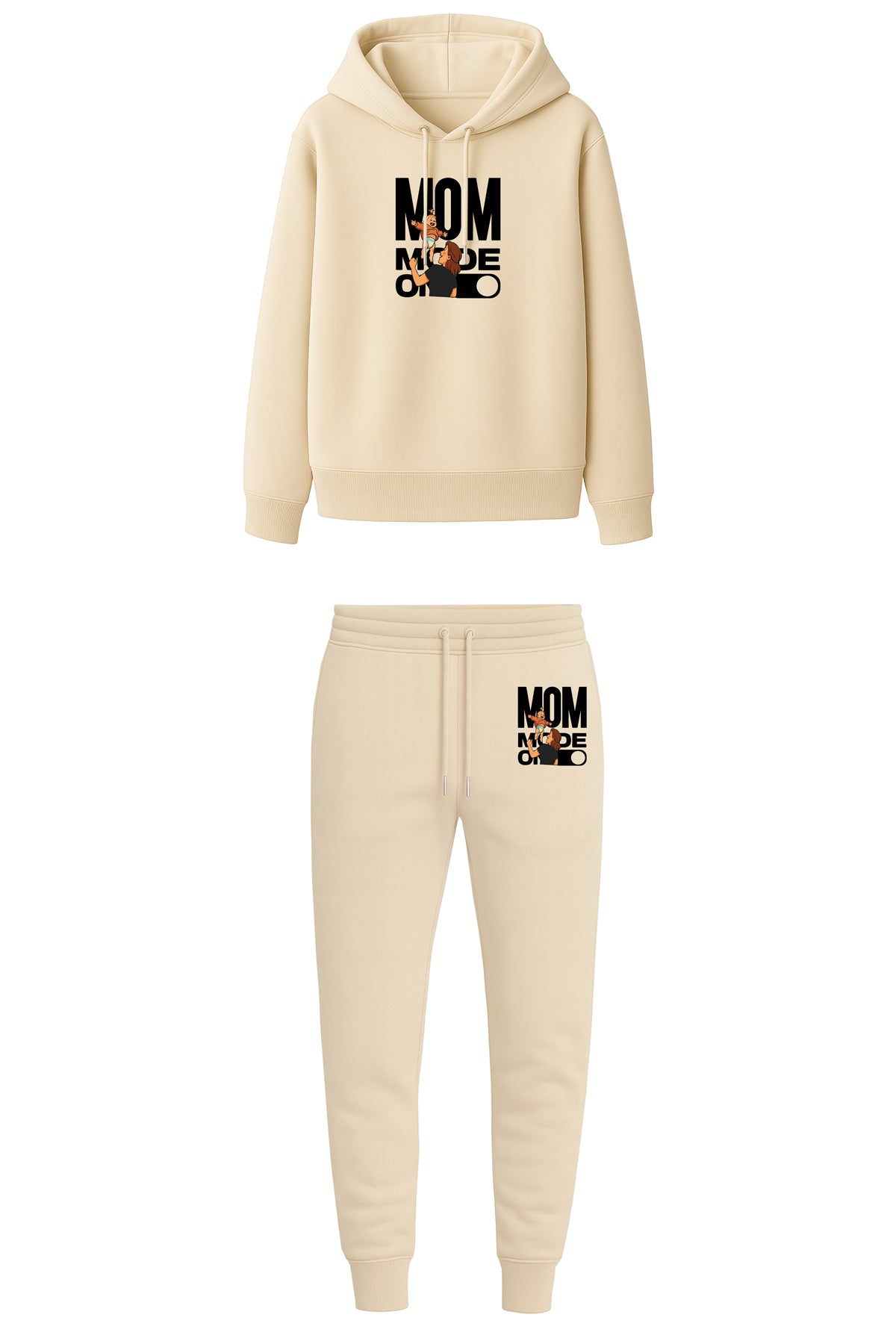 Mom Mode On Baskılı Kapüşonlu Sweatshirt & Jogger Eşofman Takımı