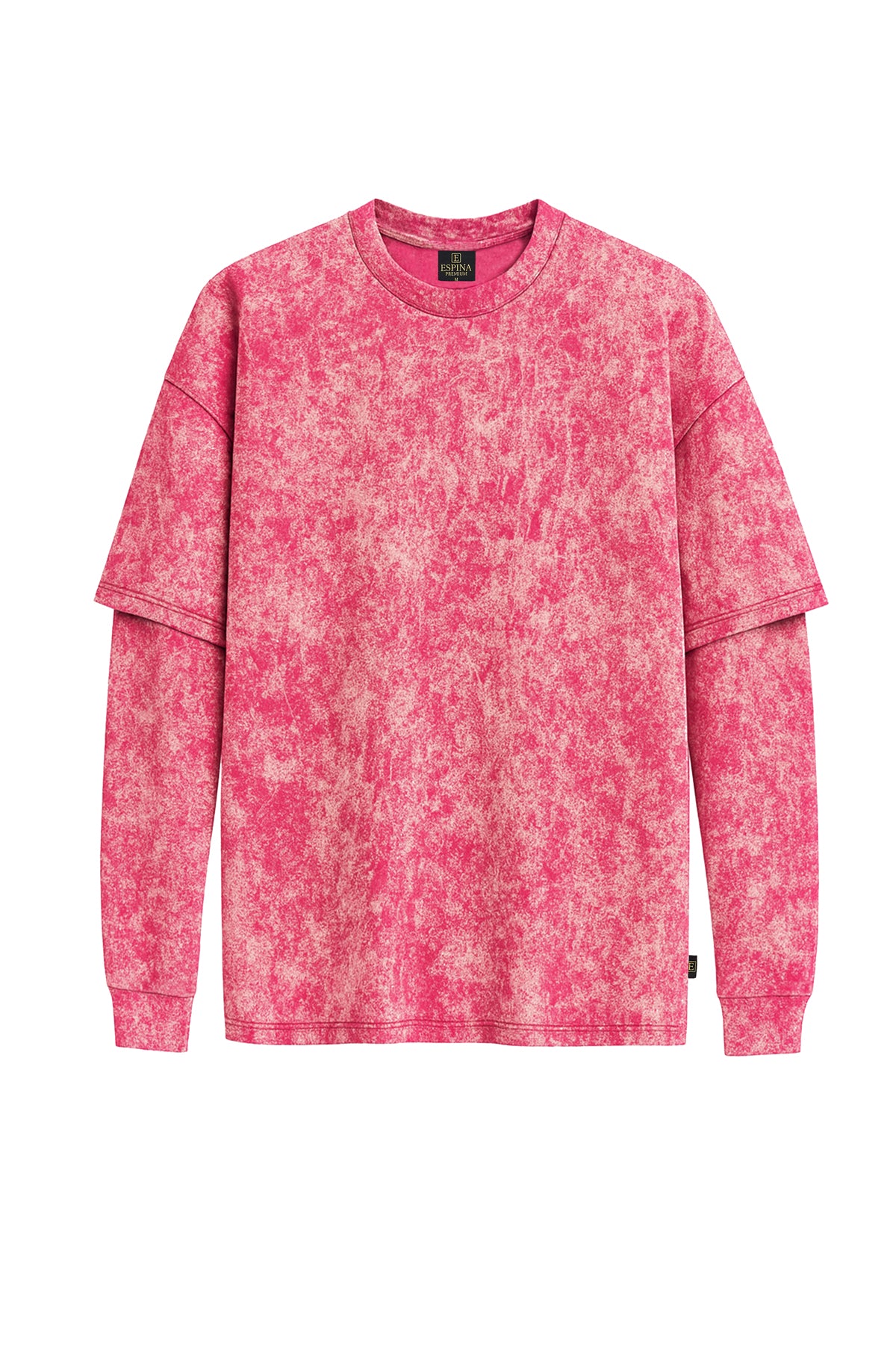 Çift Kollu Vintage Baskılı Oversize Tişört