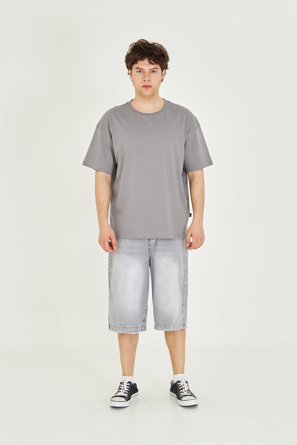 Basic Tişört Oversize - Gri