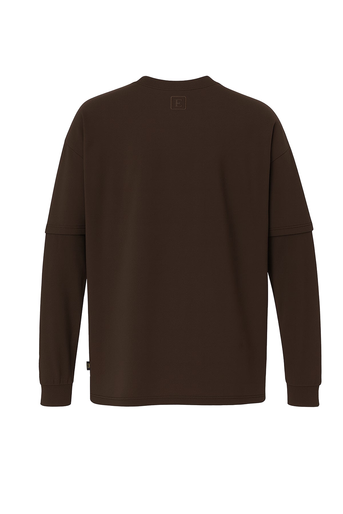 Çift Kollu Basic Oversize Tişört Kahverengi