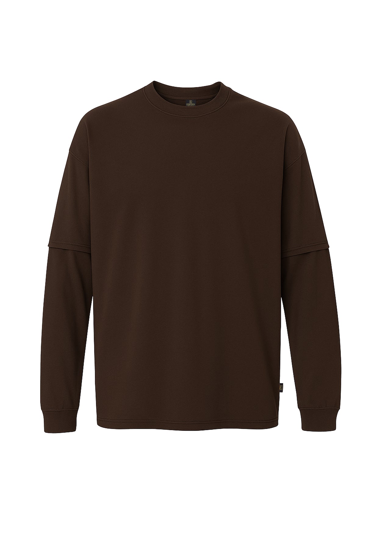 Çift Kollu Basic Oversize Tişört Kahverengi