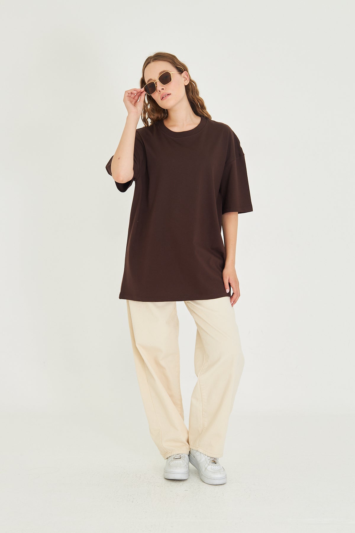 Basic Tişört Oversize - Kahve