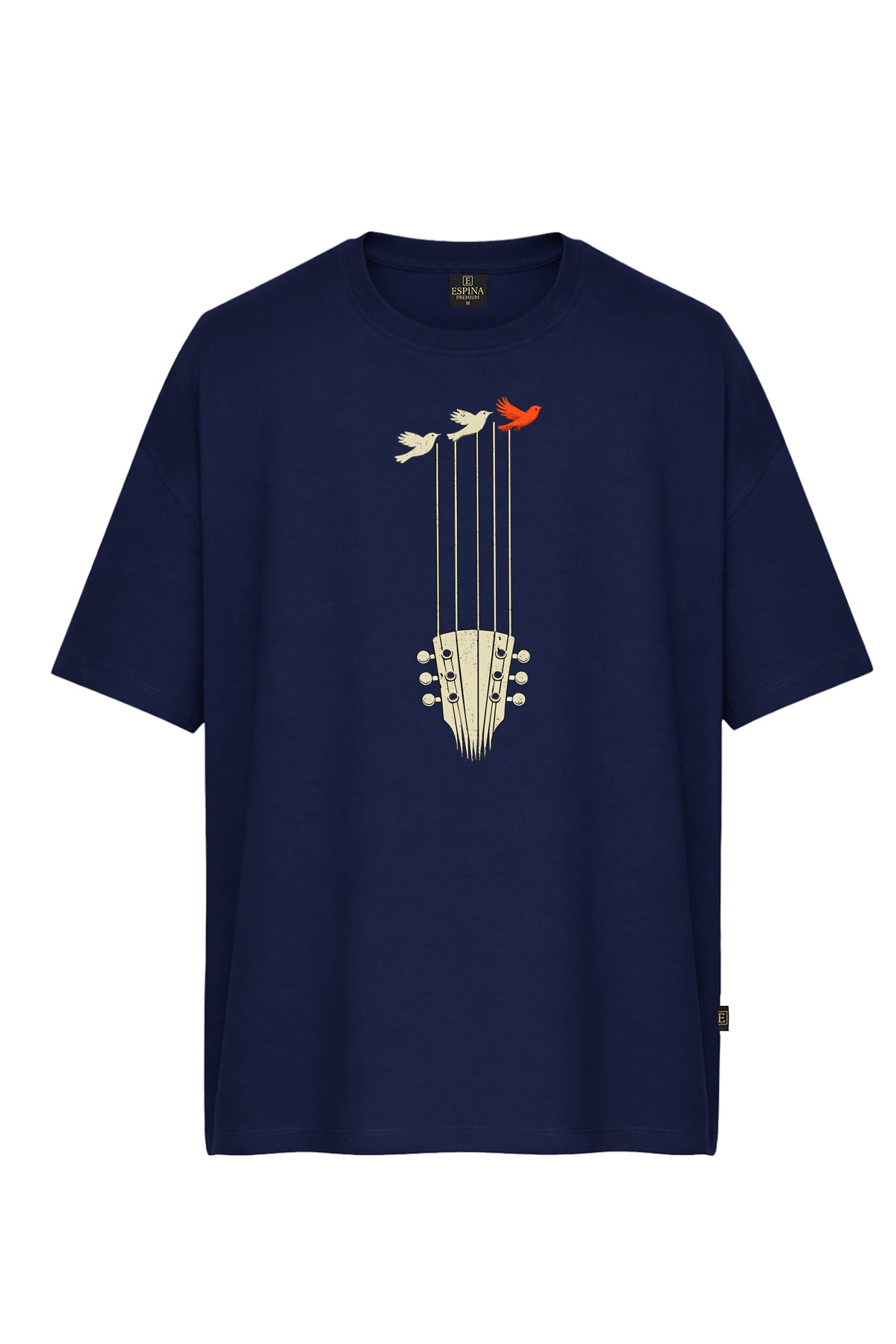 Unisex Gitar Baskılı Oversize Tişört