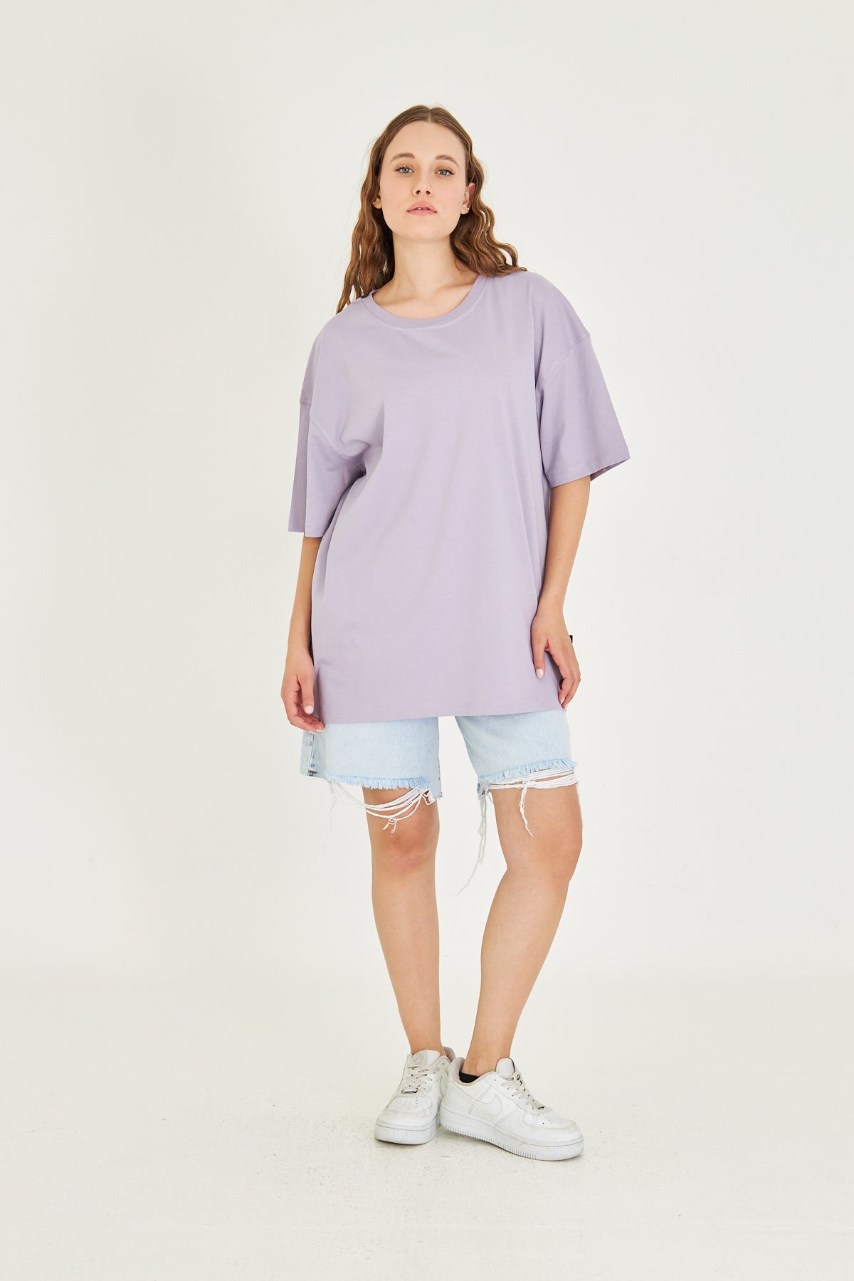 Basic Tişört Oversize - Lila