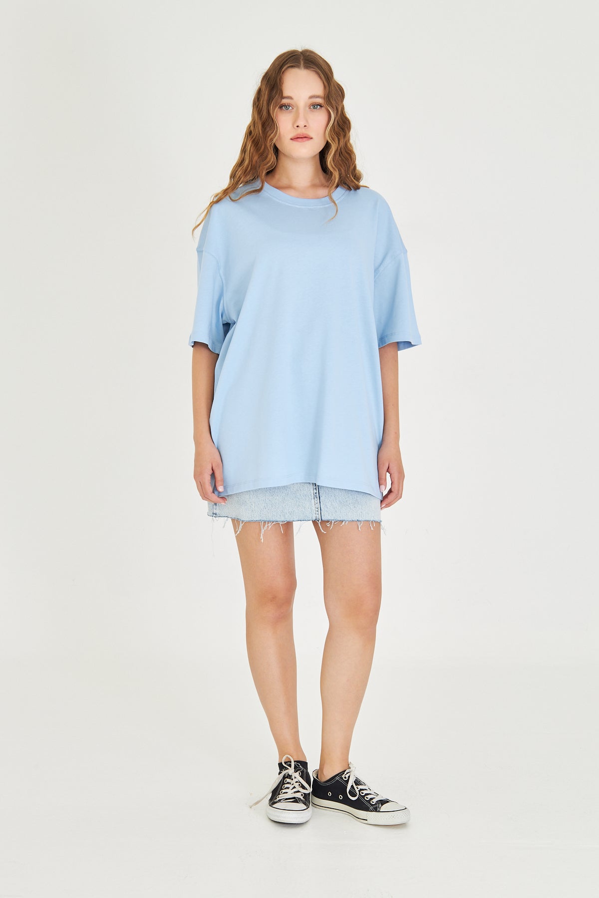 Basic Tişört Oversize - Mavi