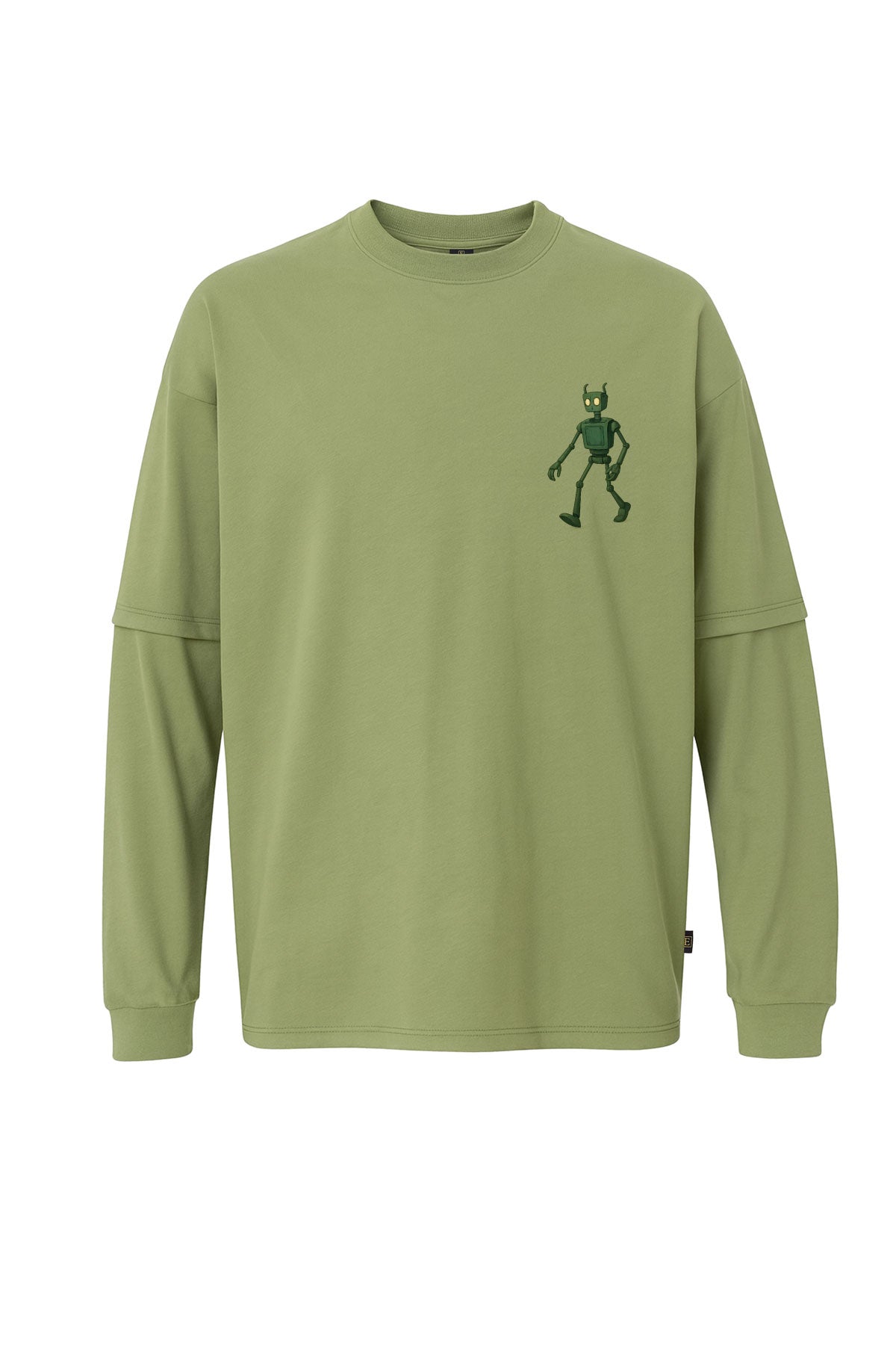 Uzun Kollu Robot Baskılı Oversize Tişört