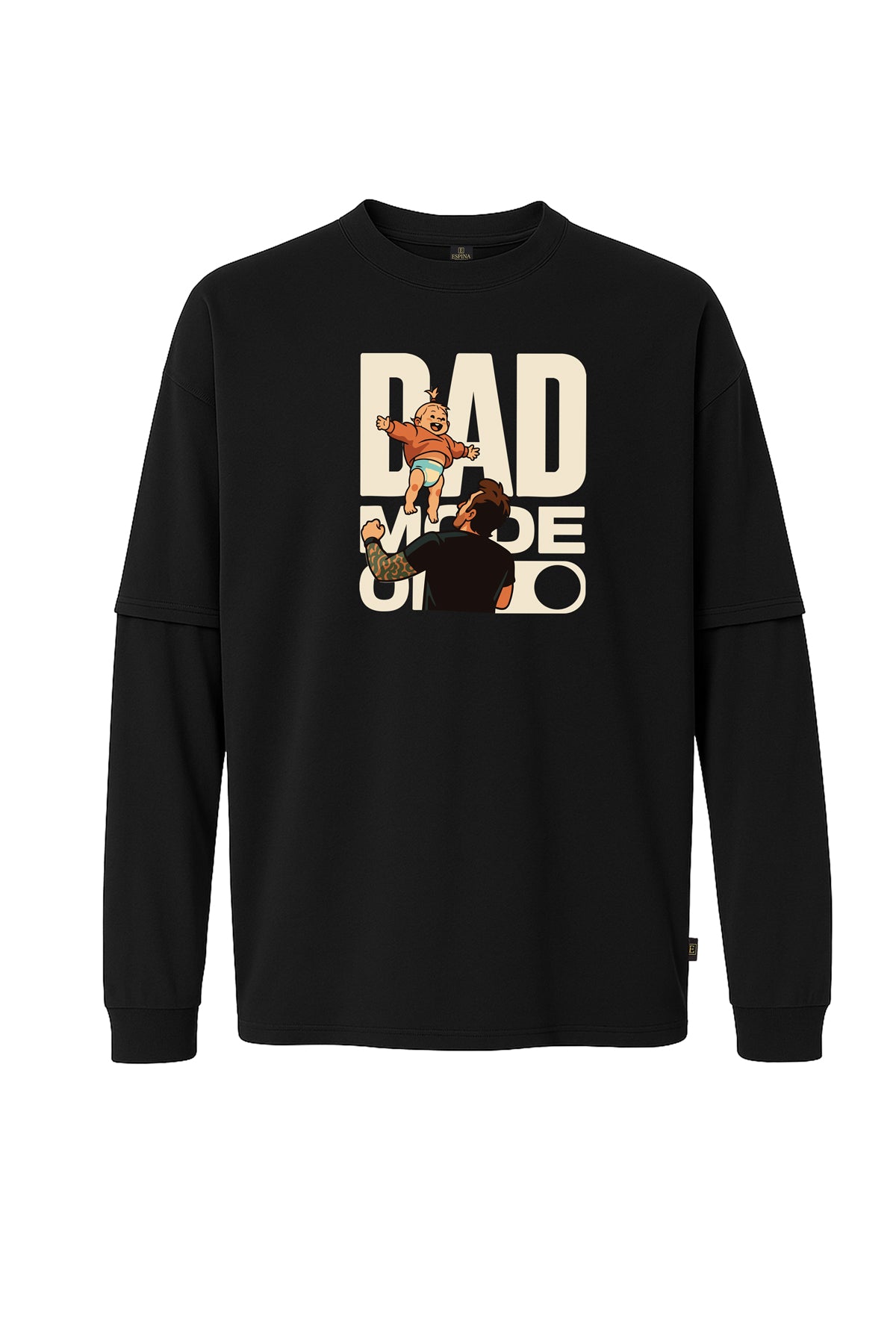 Uzun Kollu Dad Mode On Baskılı Oversize Tişört