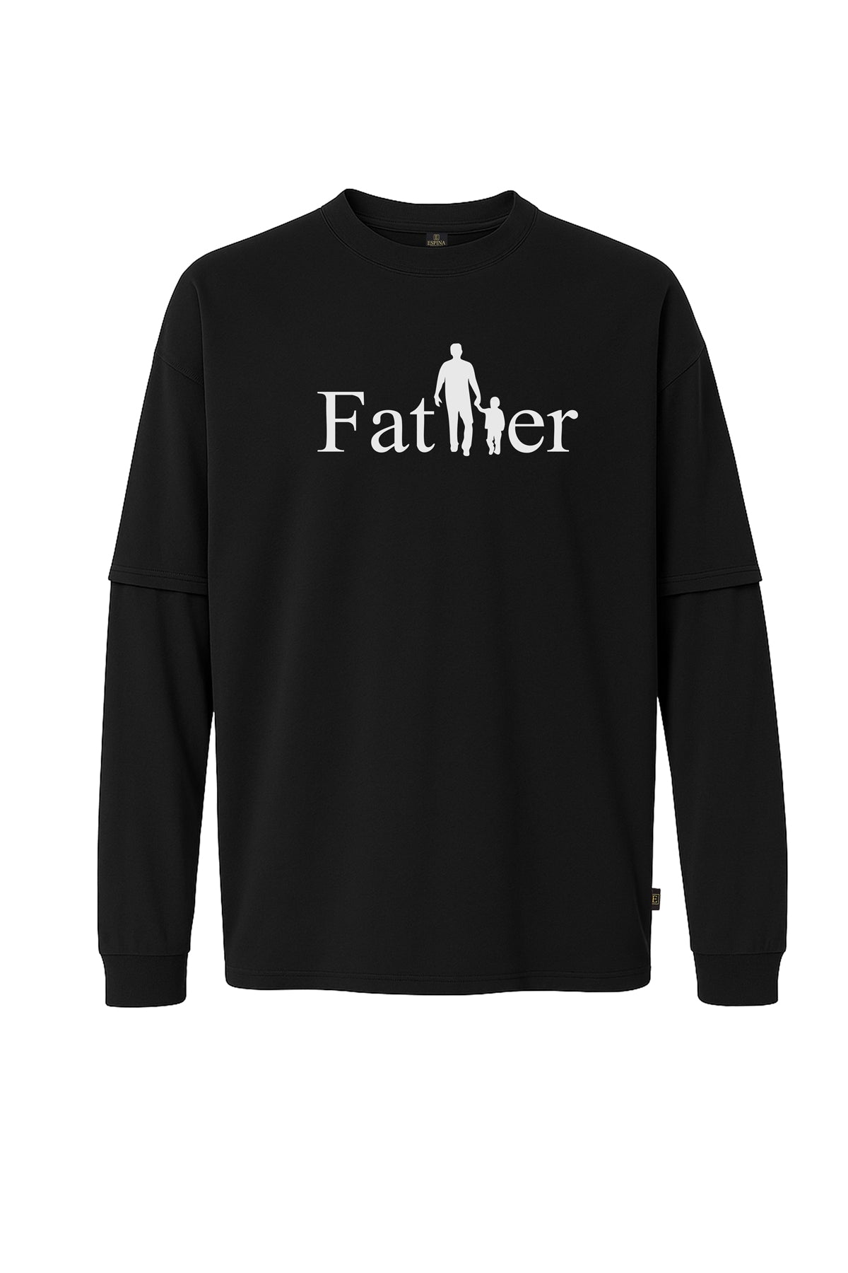 Uzun Kollu Father Baskılı Oversize Tişört