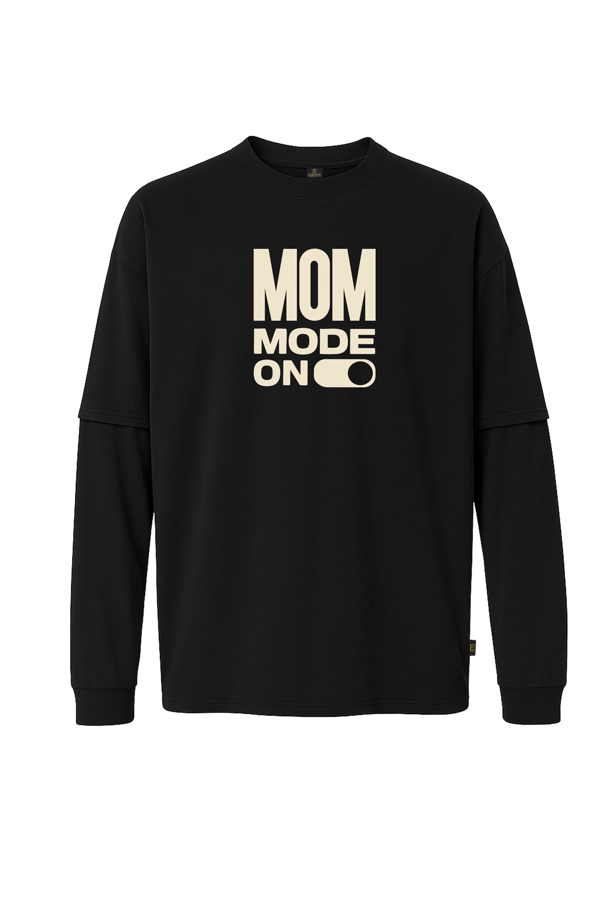 Uzun Kollu Mom Mode On 2 Baskılı Oversize Tişört