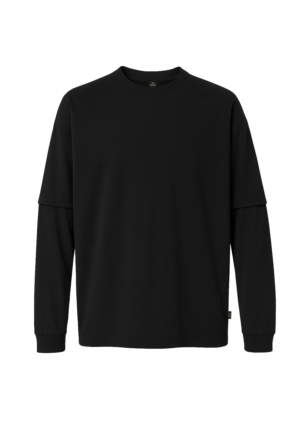 Çift Kollu Basic Oversize Tişört Siyah