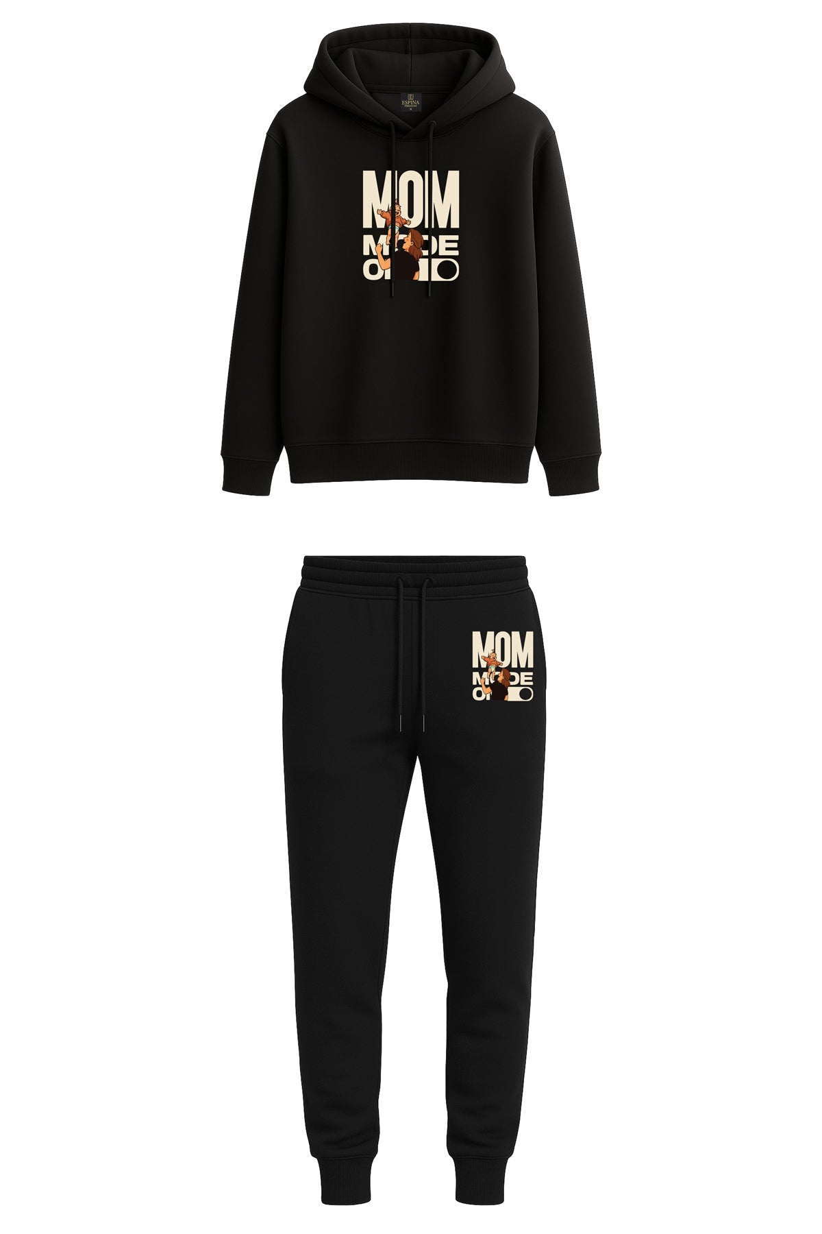 Mom Mode On Baskılı Kapüşonlu Sweatshirt & Jogger Eşofman Takımı