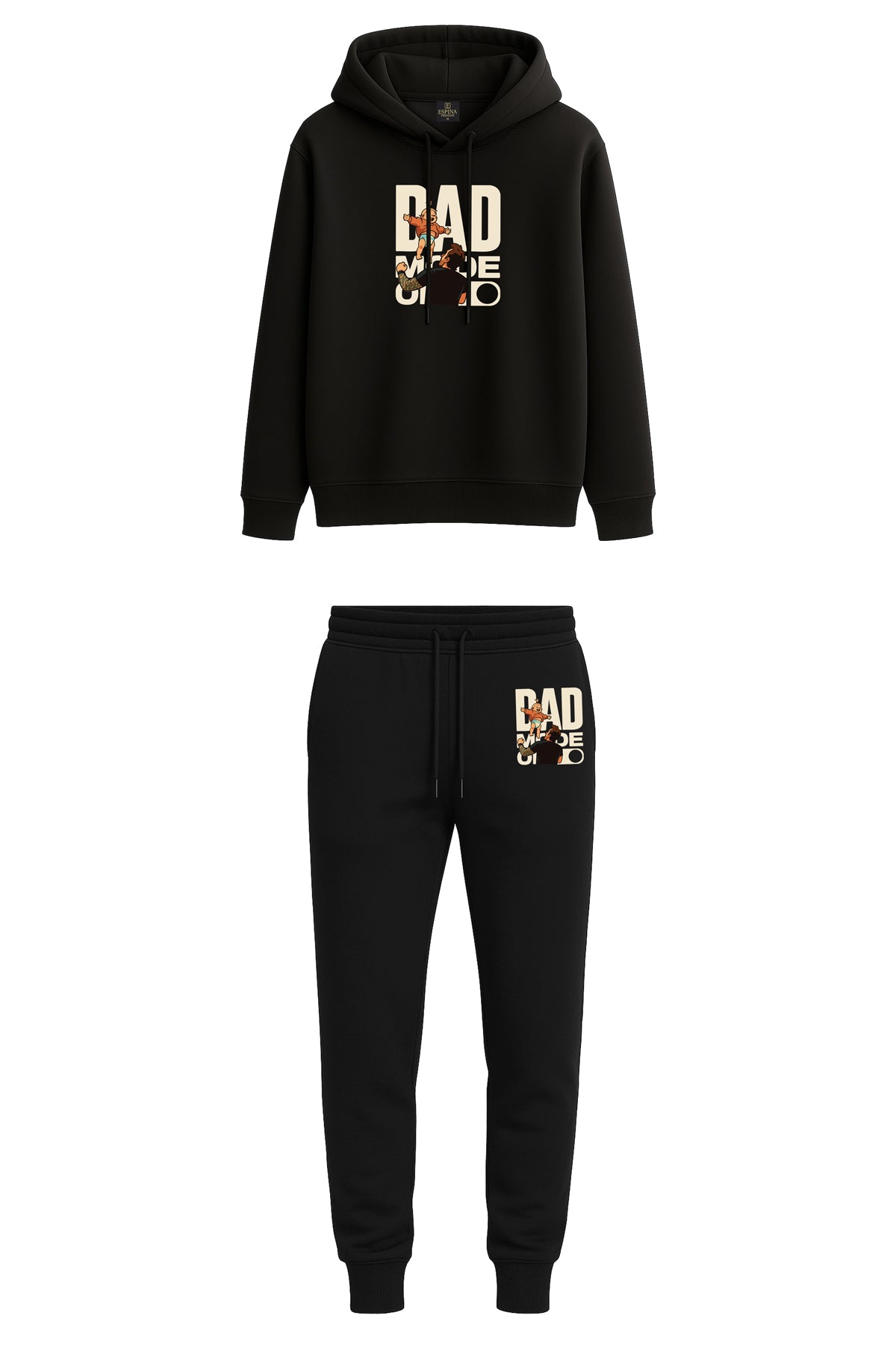 DAD MODE ON Baskılı Kapüşonlu Sweatshirt & Jogger Eşofman Takımı