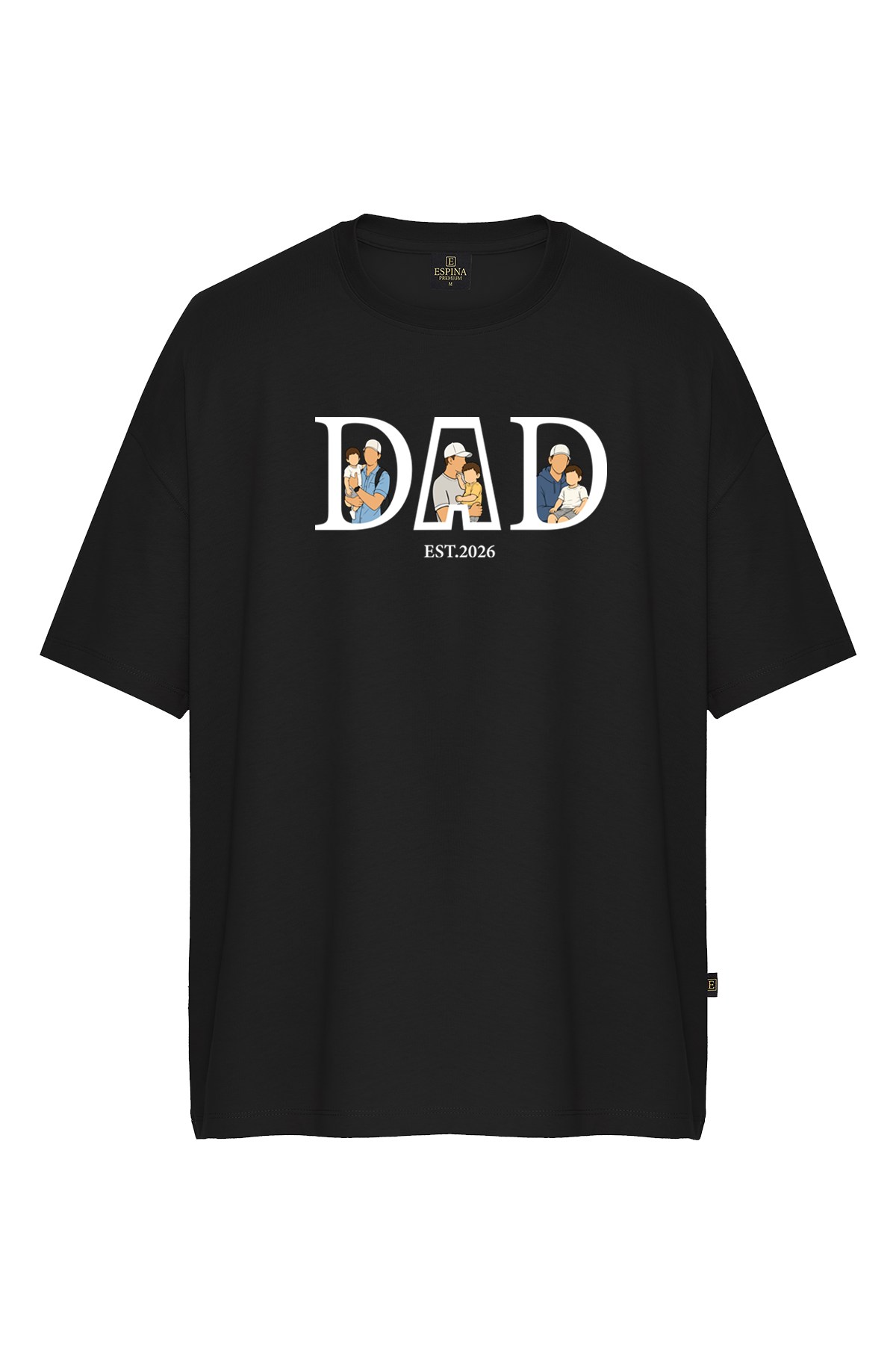 DAD EST 2026 Baba Erkek Çocuk Baskılı Oversize Kısa Kollu Tişört