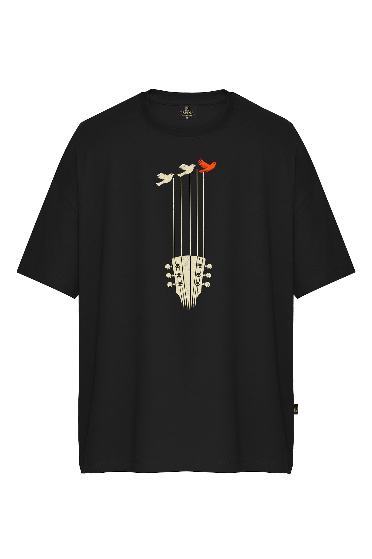 Unisex Gitar Baskılı Oversize Tişört