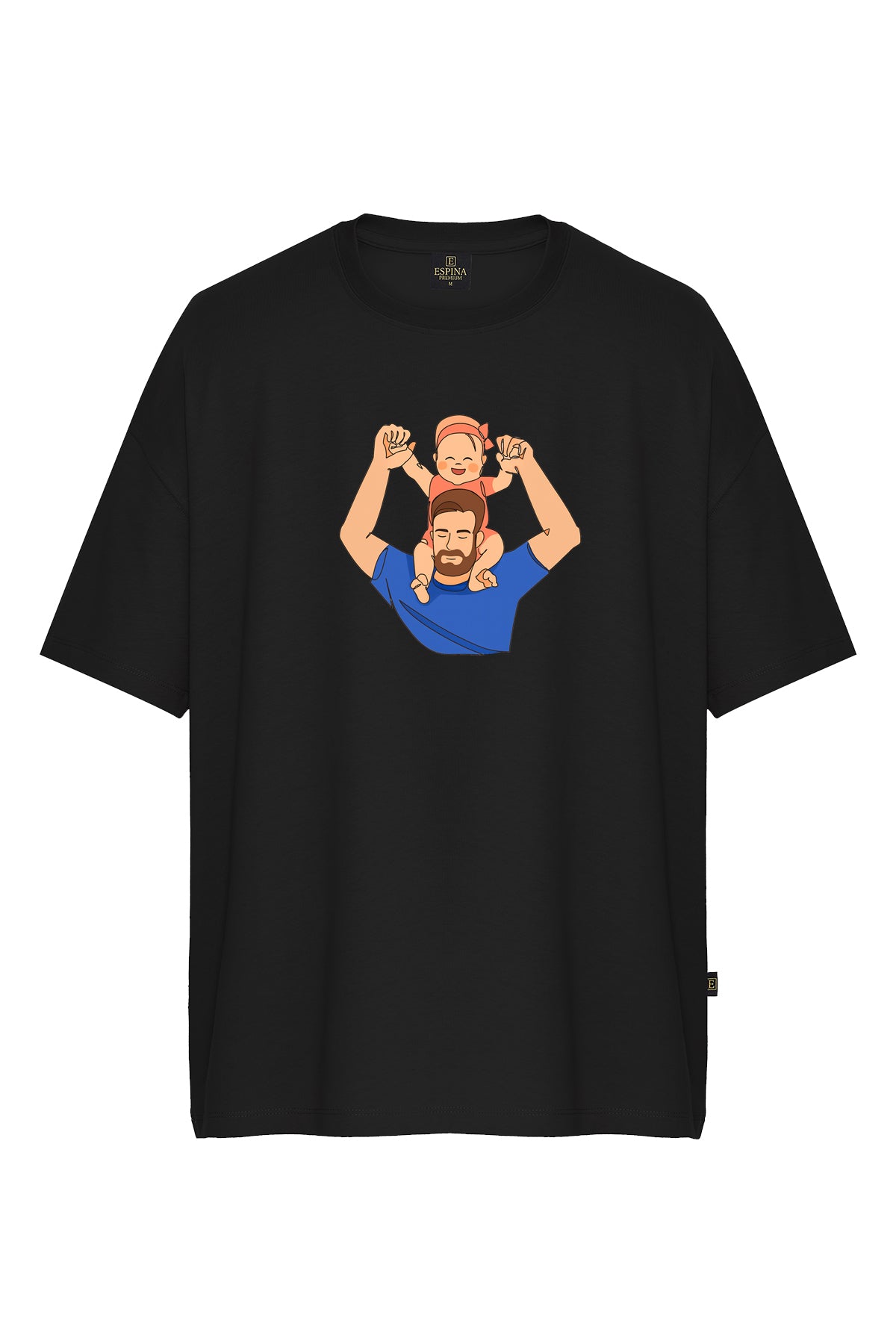 Baba & Kız Baskılı Oversize Kısa Kollu Tişört