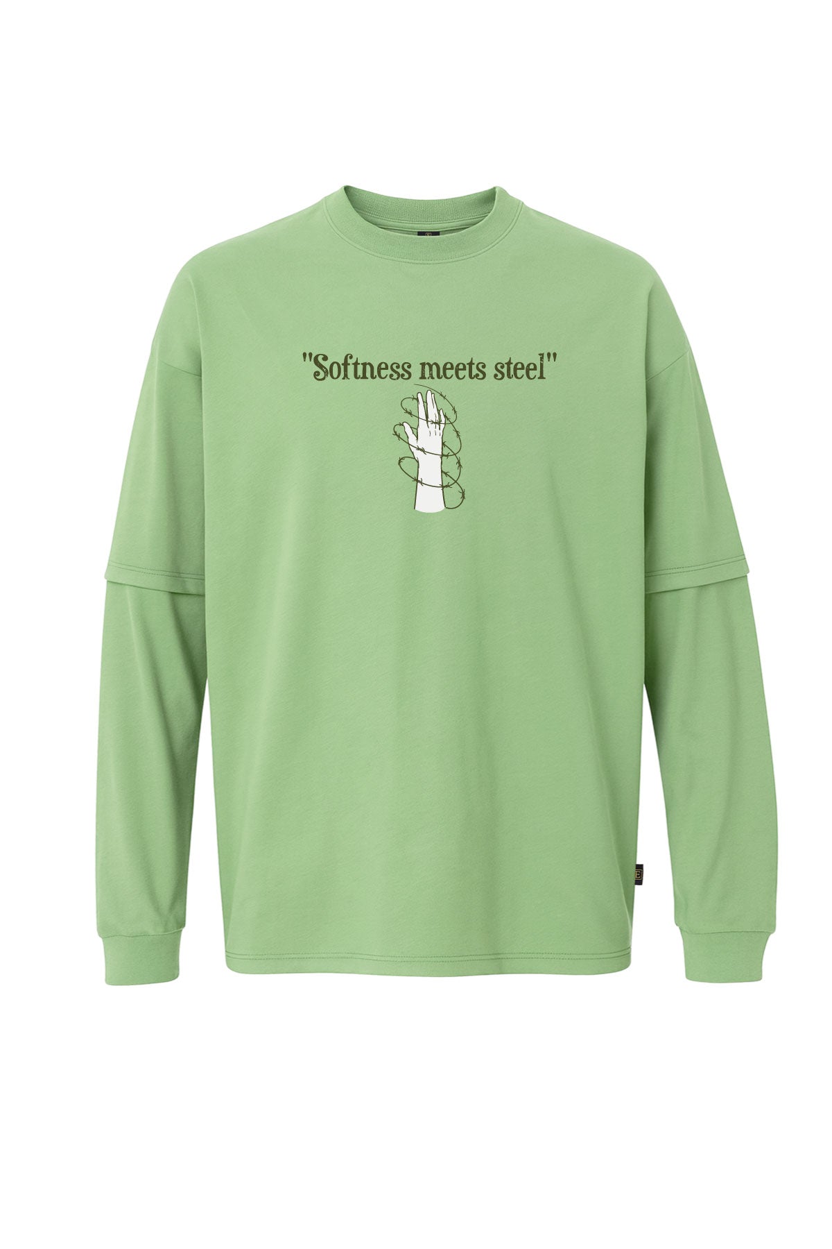 Uzun Kollu Softness Meets Steel Baskılı Oversize Tişört