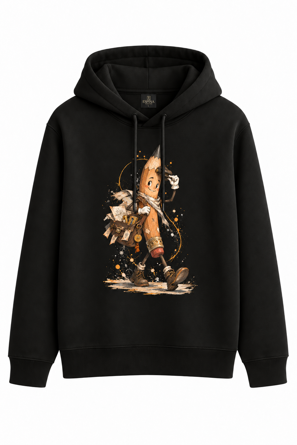Gezgin Kalem Baskılı Kapüşonlu Sweatshirt