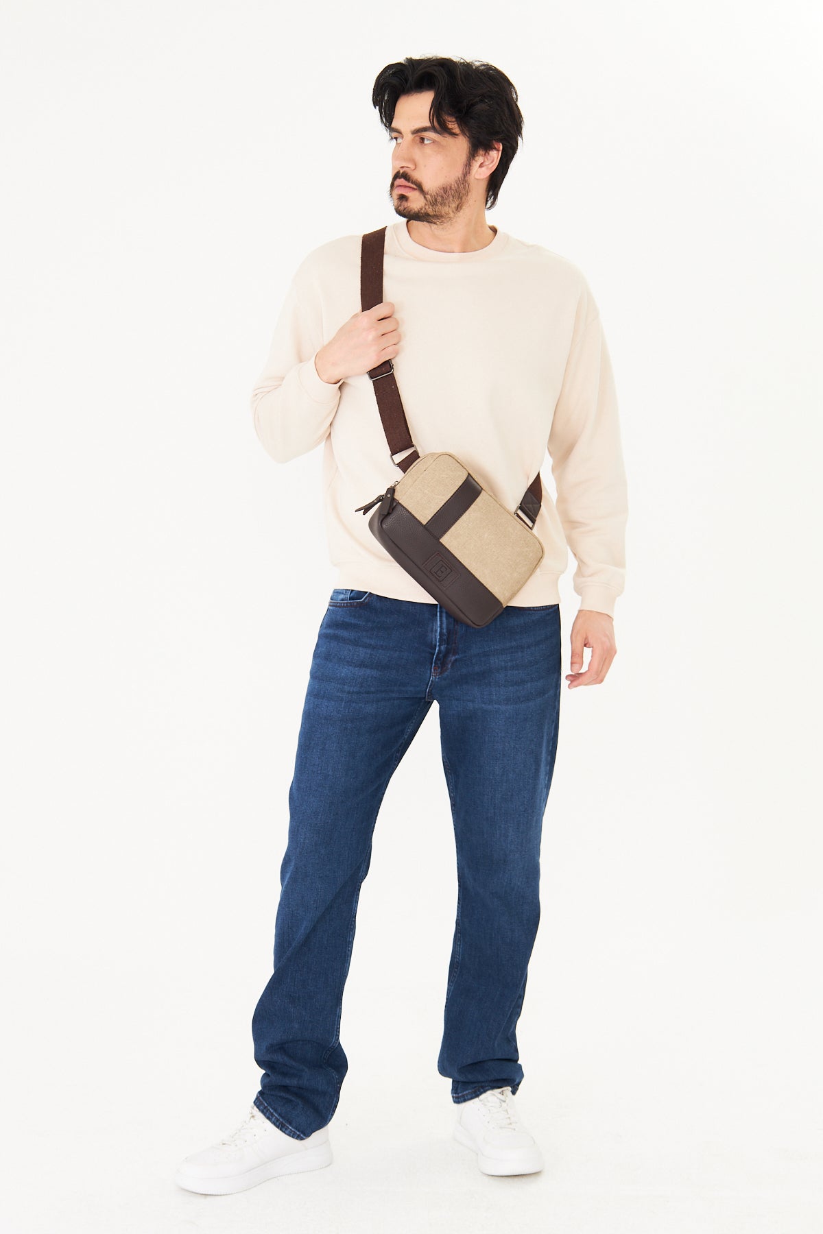 Unisex Hasır Dokulu Çapraz Omuz Çantası