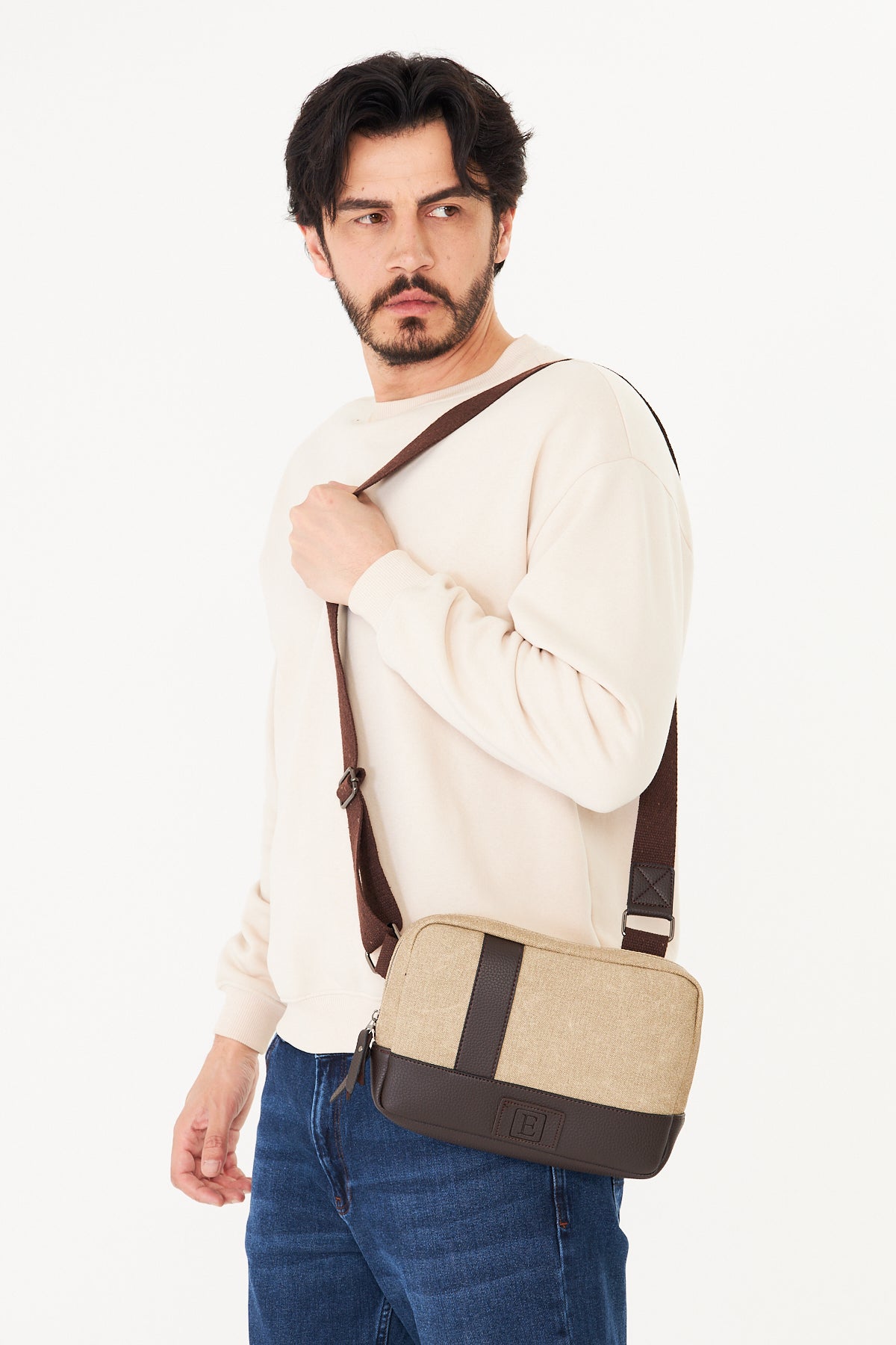 Unisex Hasır Dokulu Çapraz Omuz Çantası