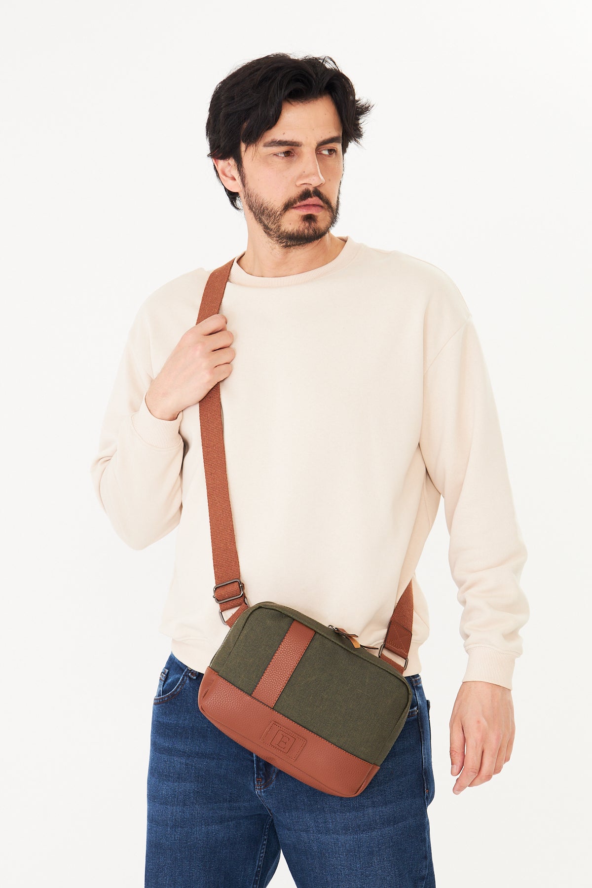 Unisex Hasır Dokulu Çapraz Omuz Çantası