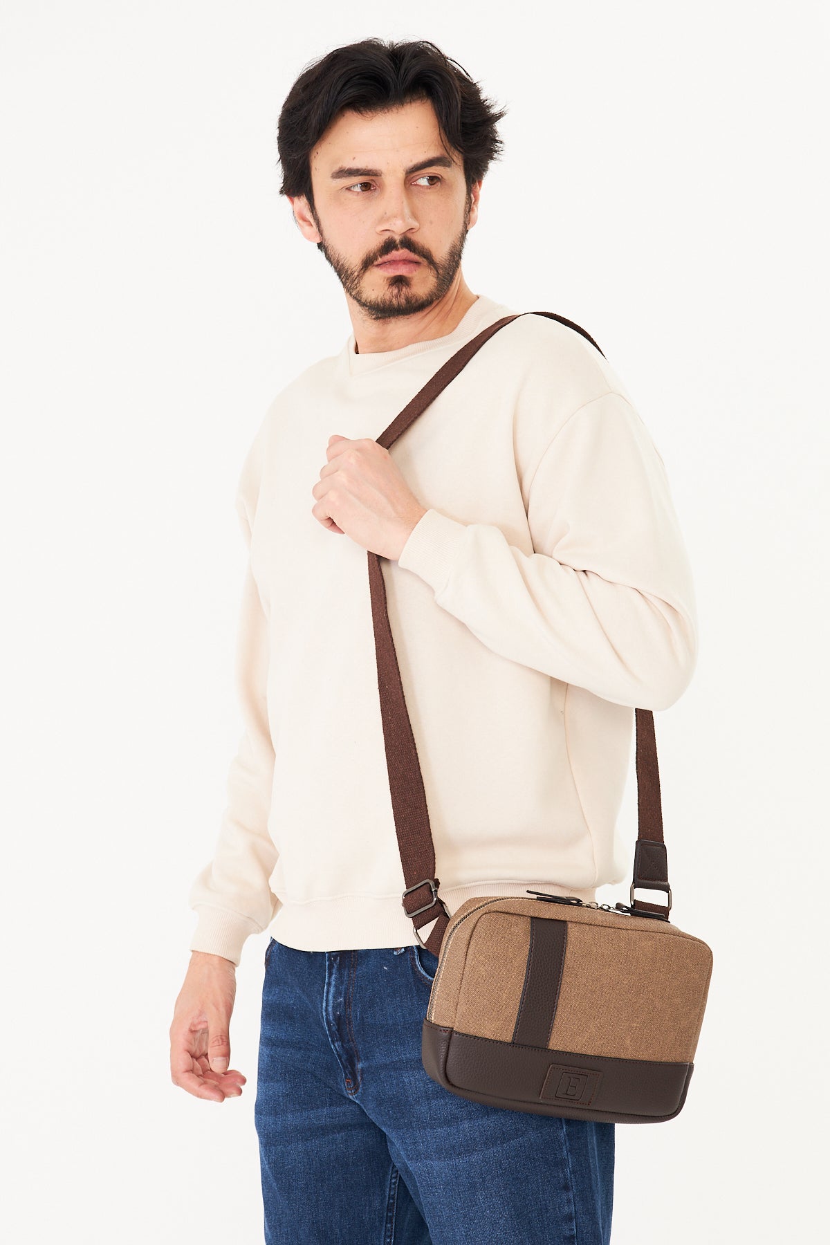 Unisex Hasır Dokulu Çapraz Omuz Çantası