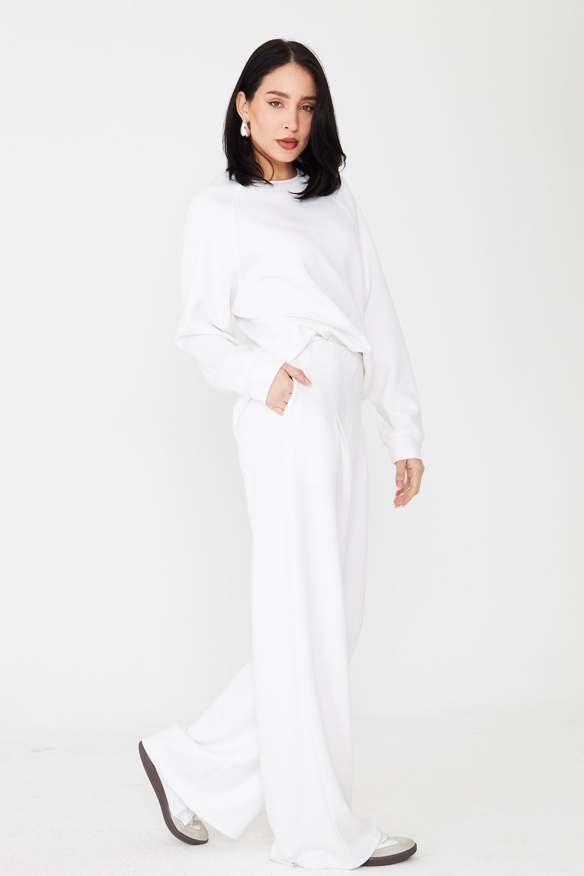 Kadın Reglan Tişört & Wide Leg Pantolon Takımı