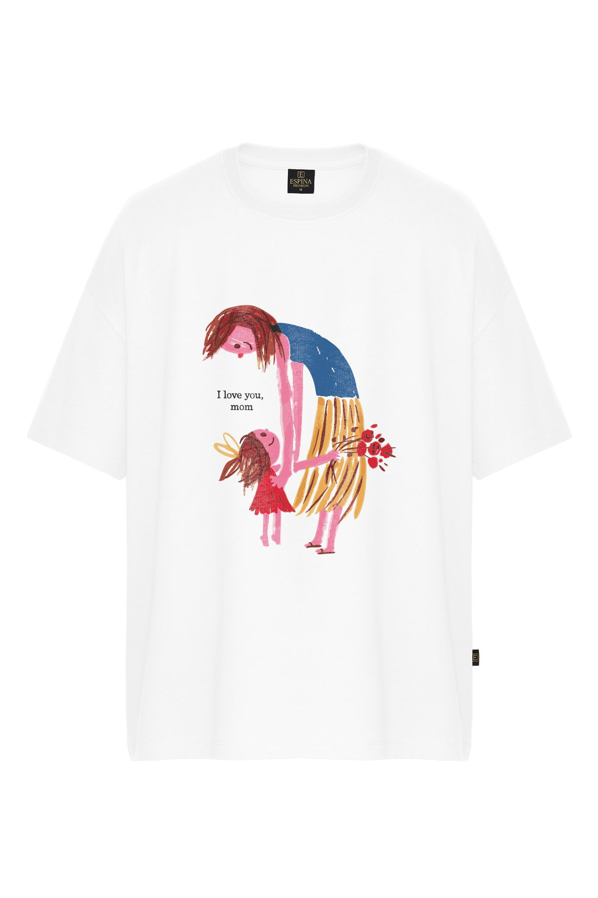 Oversize I love you Mom Baskılı Tişört