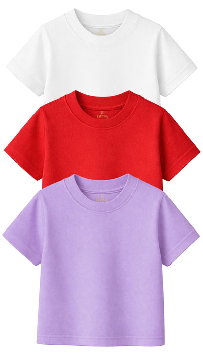 Kız Çocuk Bebek %100 Pamuk Basic Tişört 3'lü Set