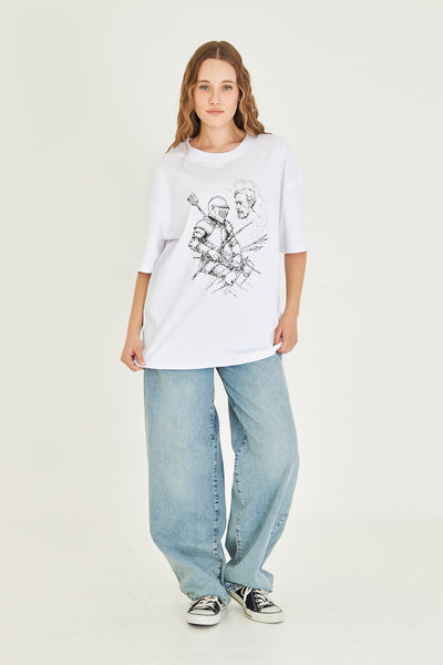 Kara Kalem Tasarım Oversize Tişört