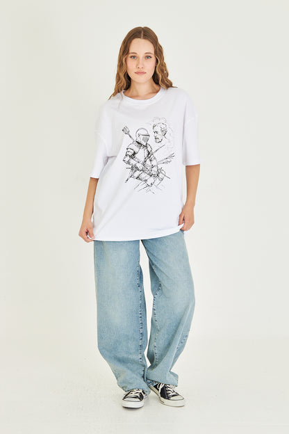 Kara Kalem Tasarım Oversize Tişört