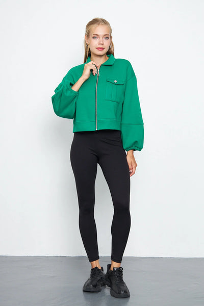 Balon Kol Cepli Fermuarlı Gömlek Yaka Ceket 00185