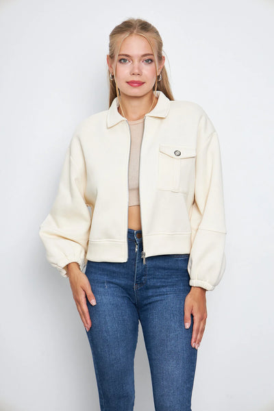 Balon Kol Cepli Fermuarlı Gömlek Yaka Ceket 00185