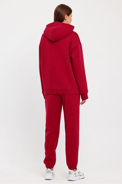 Kadın Beli Ve Paçası Lastikli Üç İplik Polarlı Oversize Eşofman Takımı