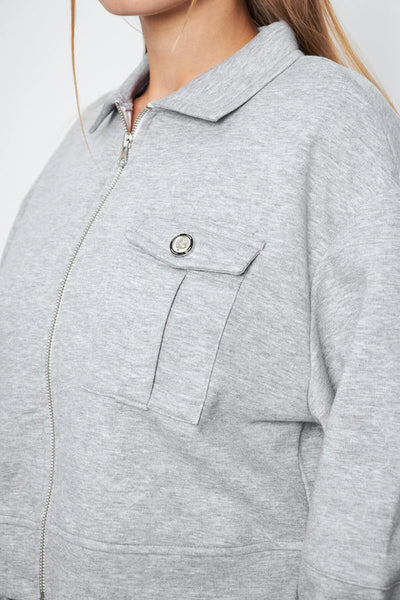 Balon Kol Cepli Fermuarlı Gömlek Yaka Ceket 00185