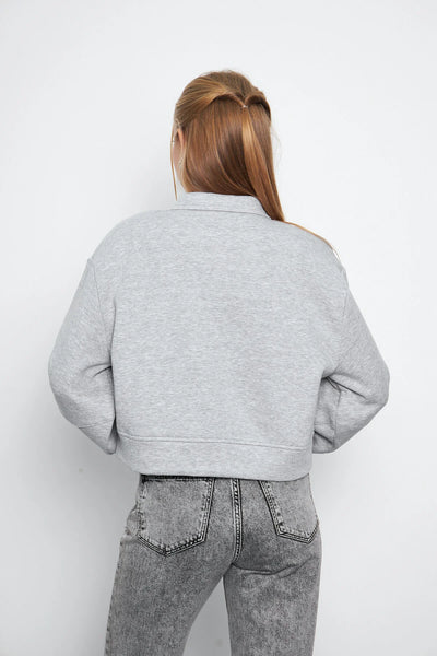 Balon Kol Cepli Fermuarlı Gömlek Yaka Ceket 00185