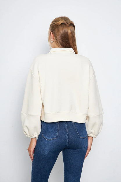 Balon Kol Cepli Fermuarlı Gömlek Yaka Ceket 00185