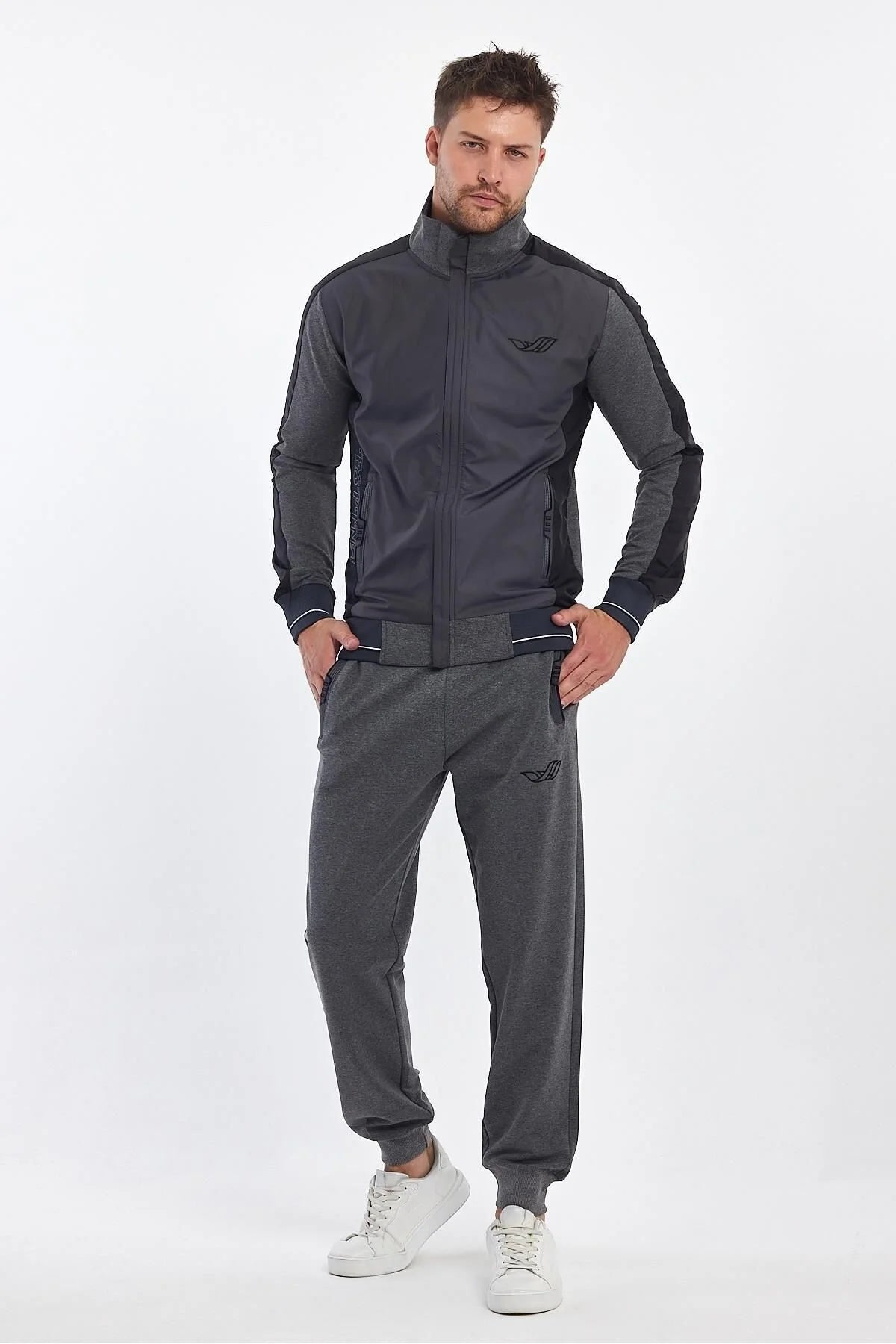 Erkek Yandan Robalı Fermuarlı Spor Eşofman Takımı